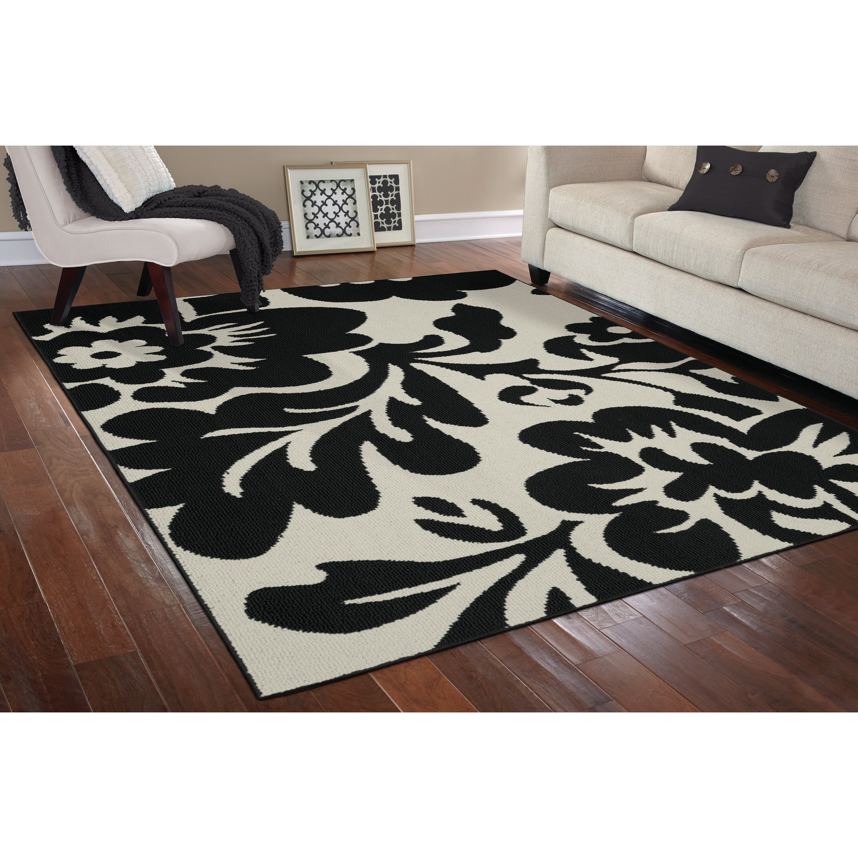 Garland Rug Floral Garden Black/Ivory Area Rug Wayfair