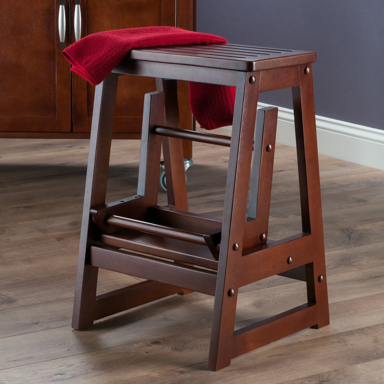 Winsome 2-Step Wood Step Stool with 200 lb. Load Capacity ...