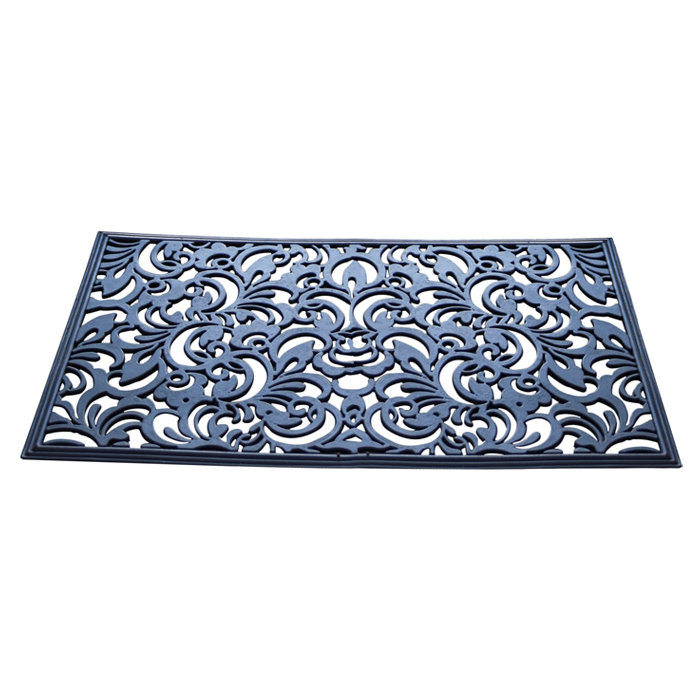 Entryways Recycled Rubber Scroll Flowers Doormat & Reviews Wayfair