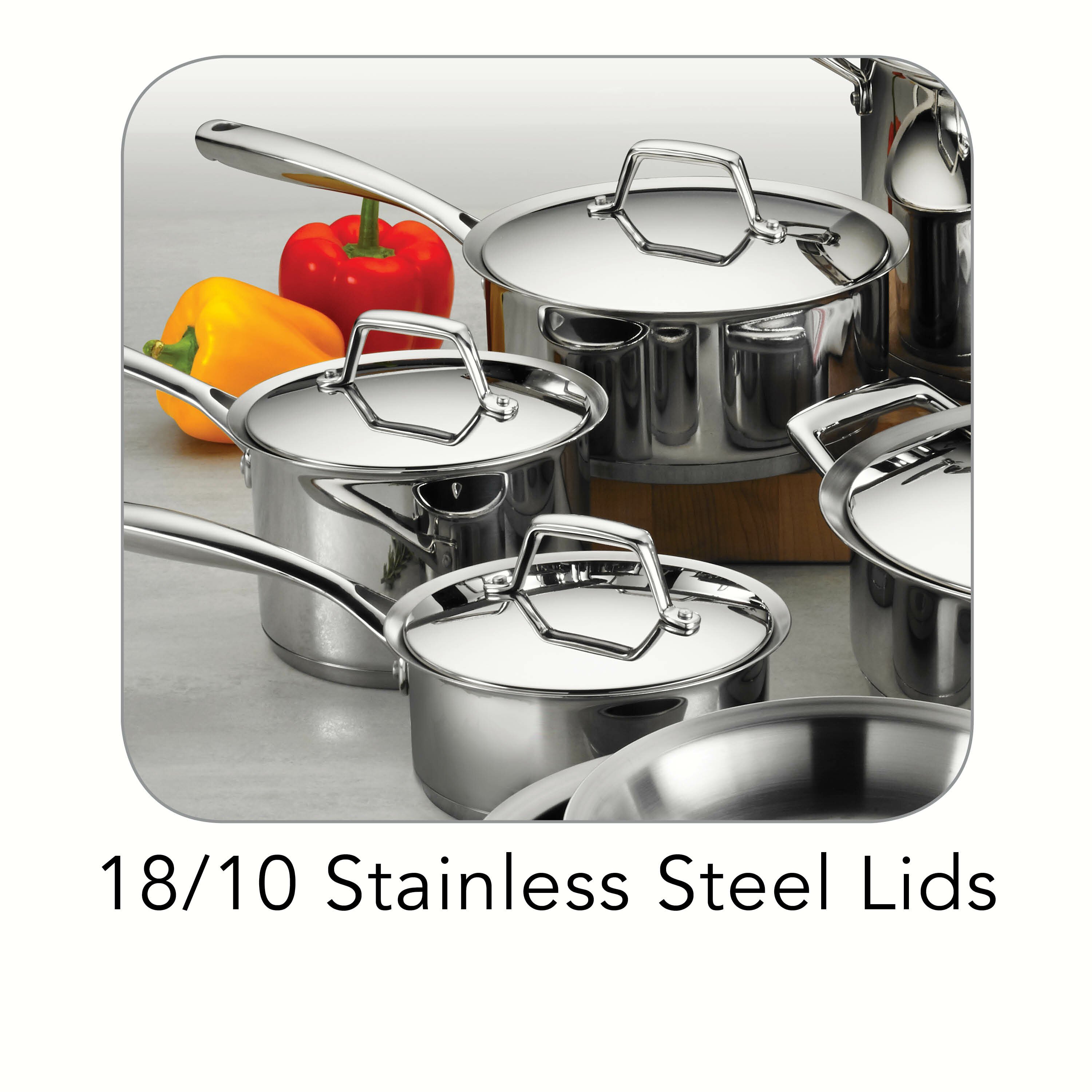 Tramontina Gourmet Prima 12 Piece Stainless Steel Cookware Set | Wayfair Tramontina 12 Piece Stainless Steel Cookware Set