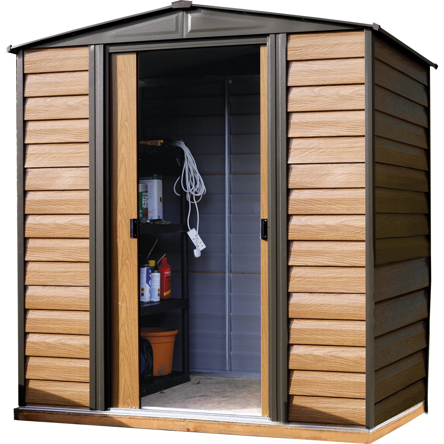 rowlinson woodvale 6 ft. x 5 ft. metal storage shed