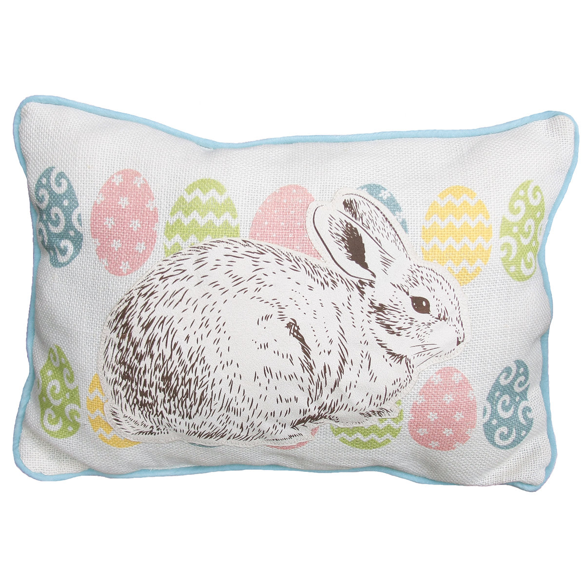 Xia Home Fashions Bunny Eggs Printed Applique Easter Decorative Jute Lumbar Pillow & Reviews ...