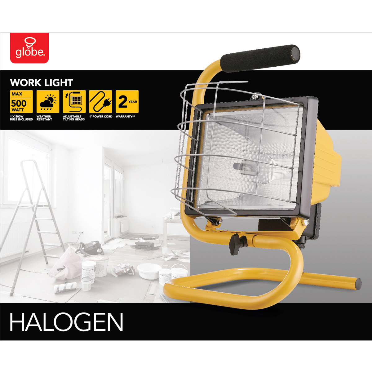 Globe Electric Company 500W Portable Halogen Yellow Work Light Wayfair