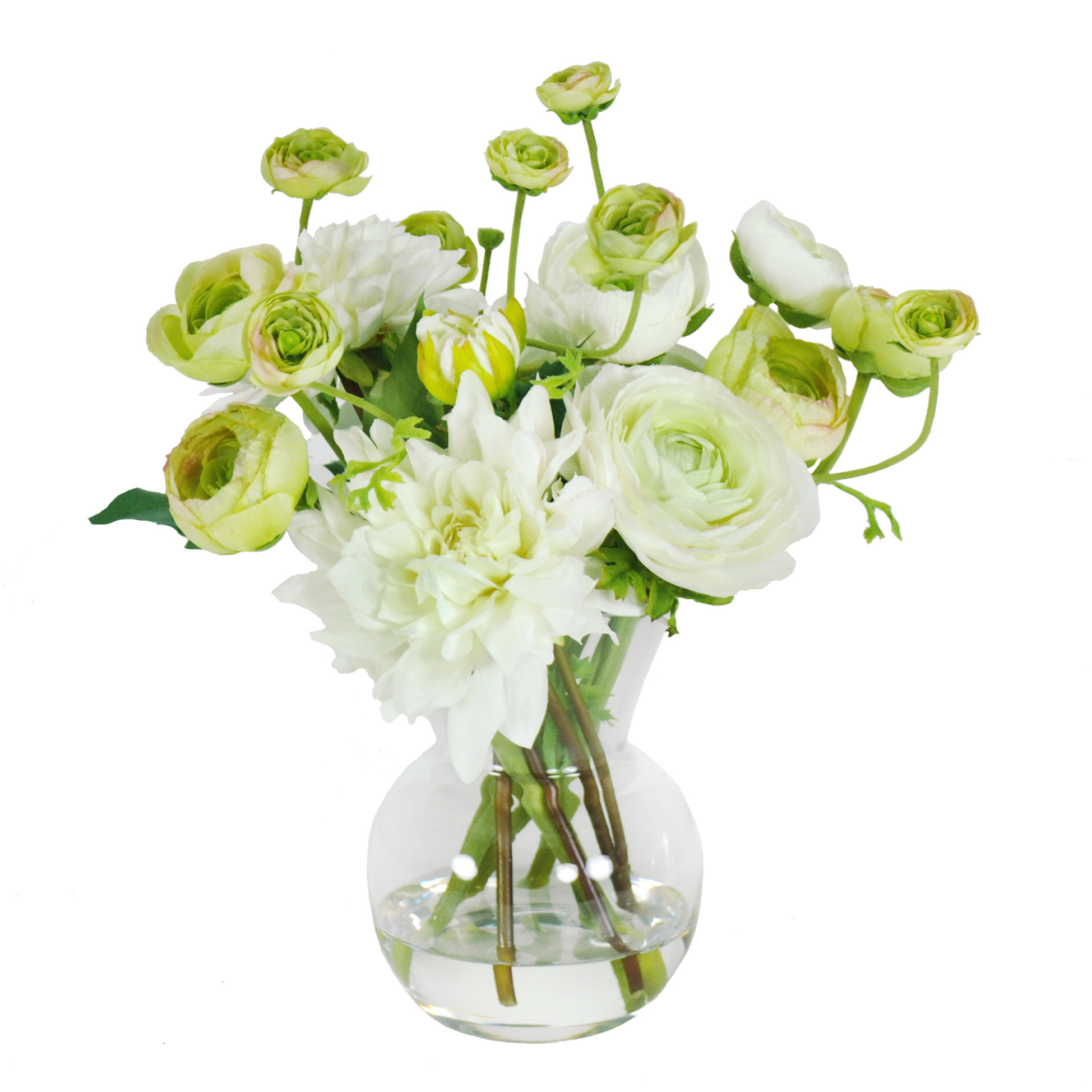 Jane Seymour Botanicals Dahlias and Ranunculus in Glass Vase Wayfair
