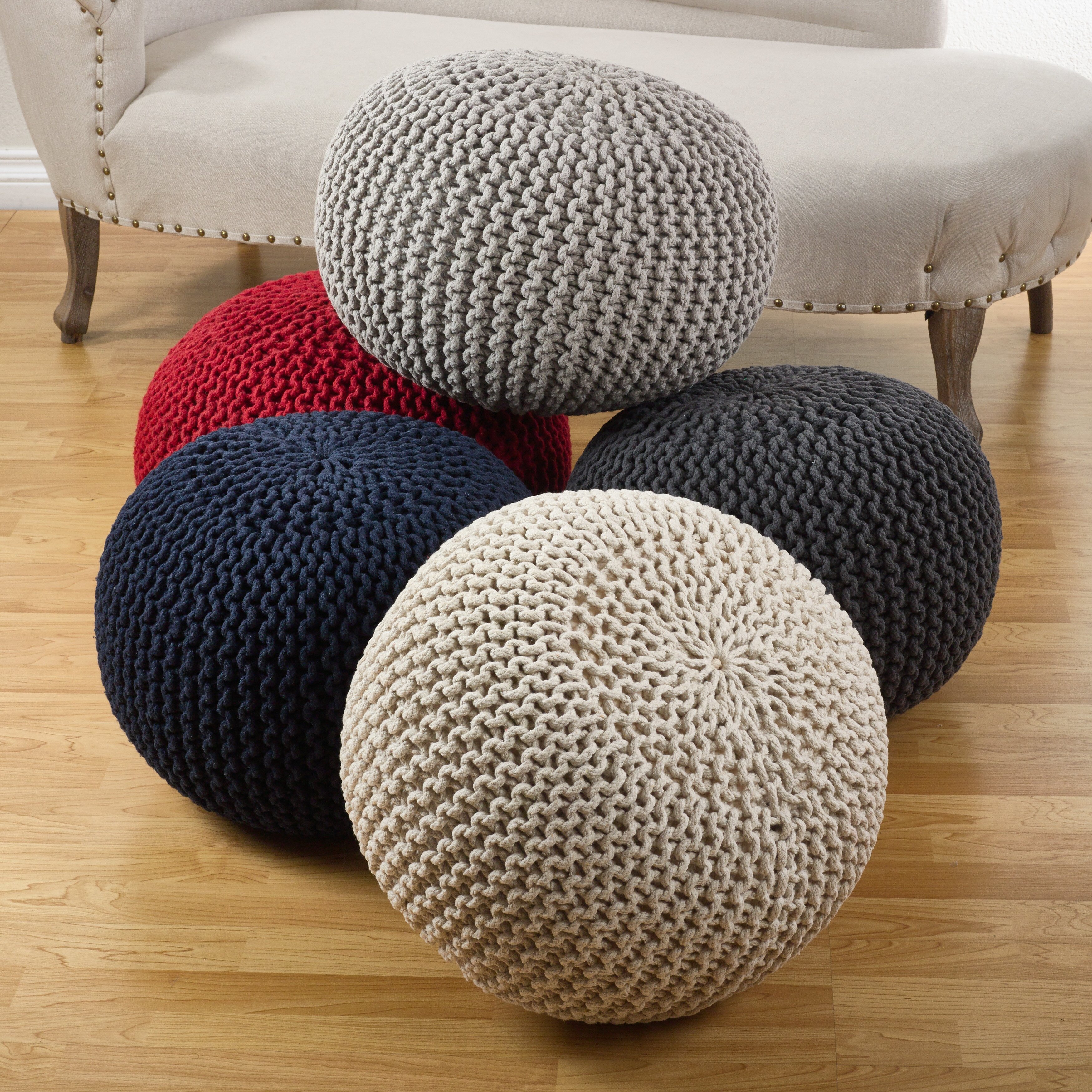 Saro Cotton Twisted Rope Ottoman & Reviews | Wayfair