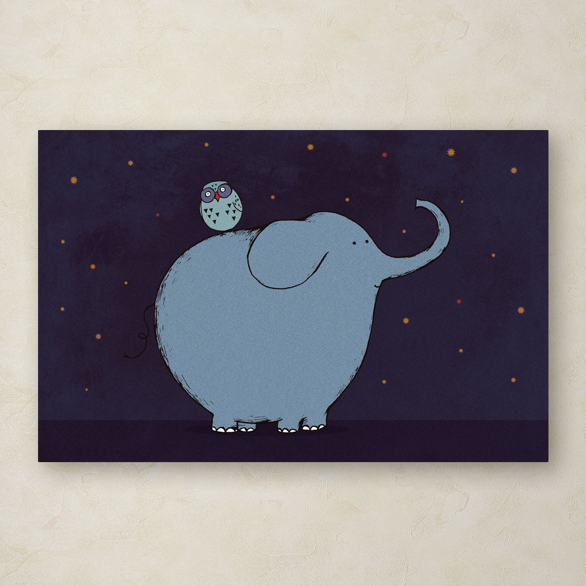 Trademark Art "Owl and Elephant" by Carla Martell Painting Print on