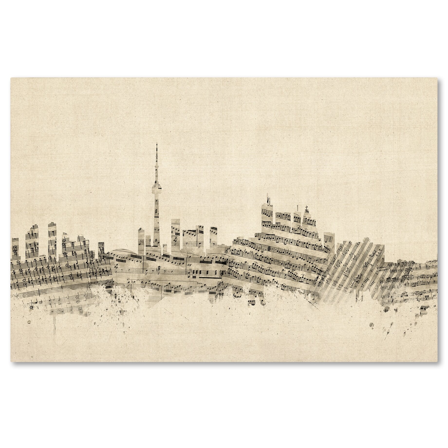 Toronto Canada Skyline Sheet Music by Michael Tompsett Graphic Art on 