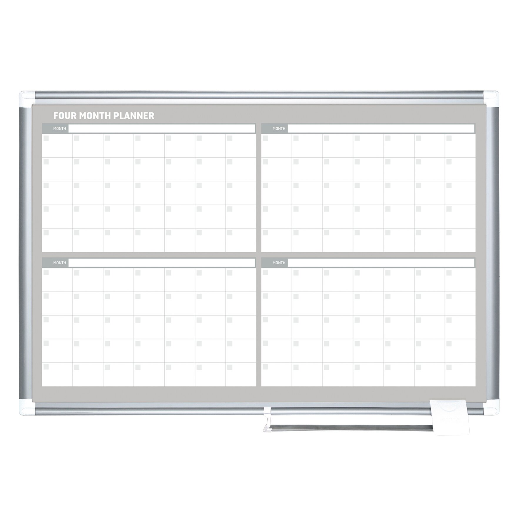 Mastervision 4 Month Calendar Wall Mounted Whiteboard