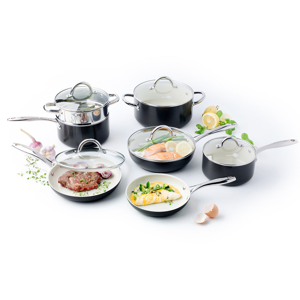 GreenPan Lima 3D I Love Cooking 12 Piece Hard Anodized Ceramic NonStick Cookware Set & Reviews