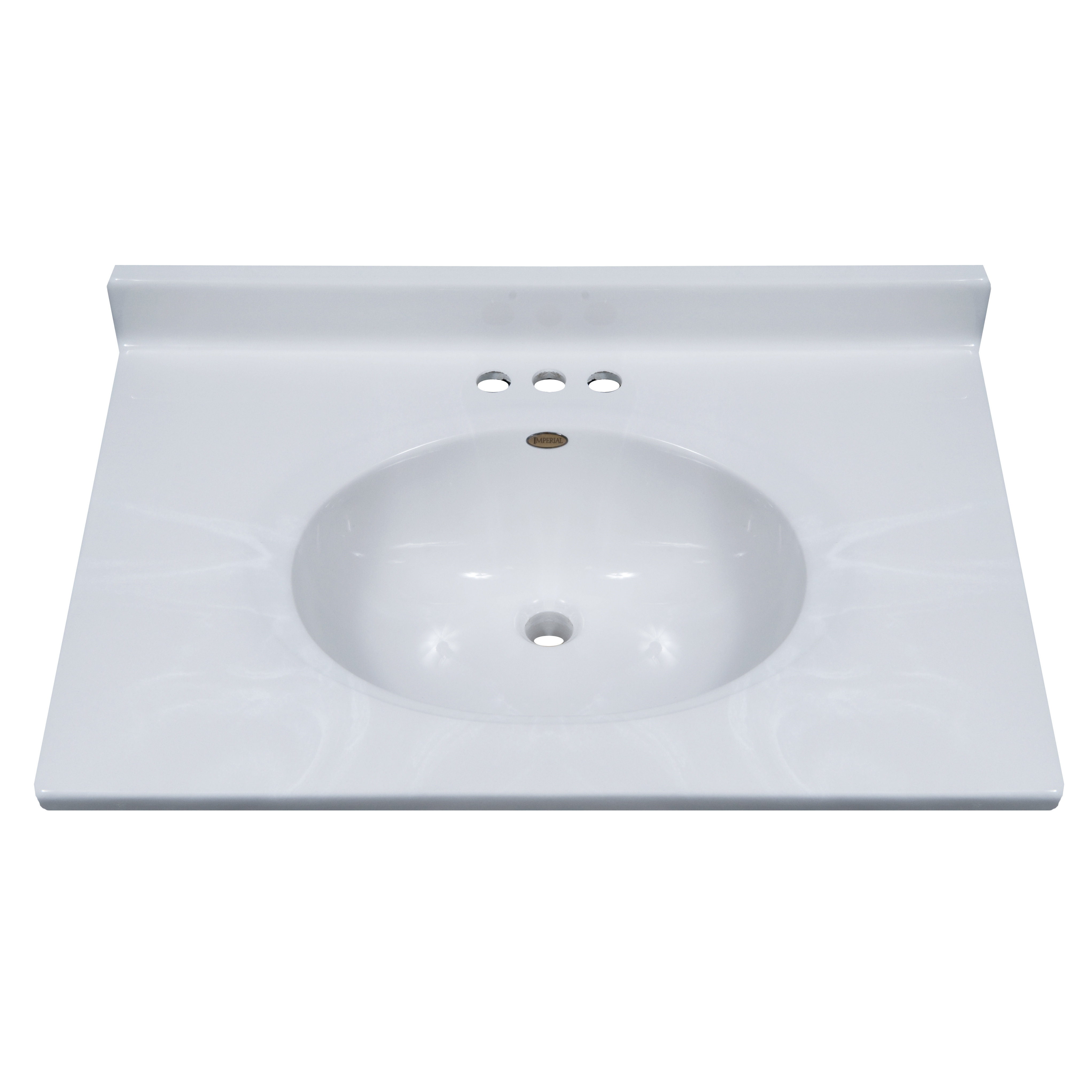 Imperial 31" Classic Center Oval Bowl Vanity Top in White on White