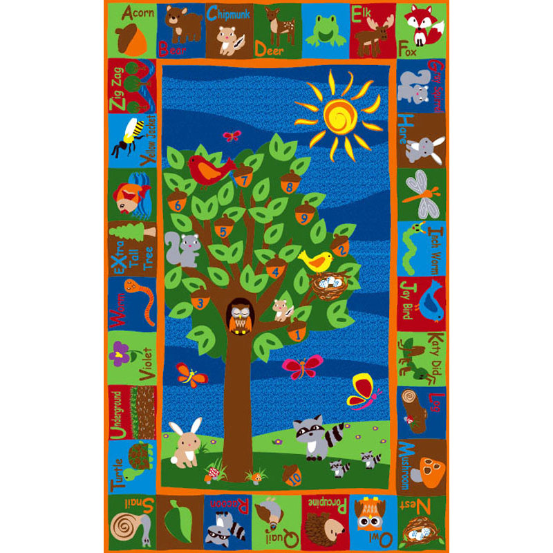 Kid Carpet Forest Animal Alphabet Multi Colored Area Rug ...