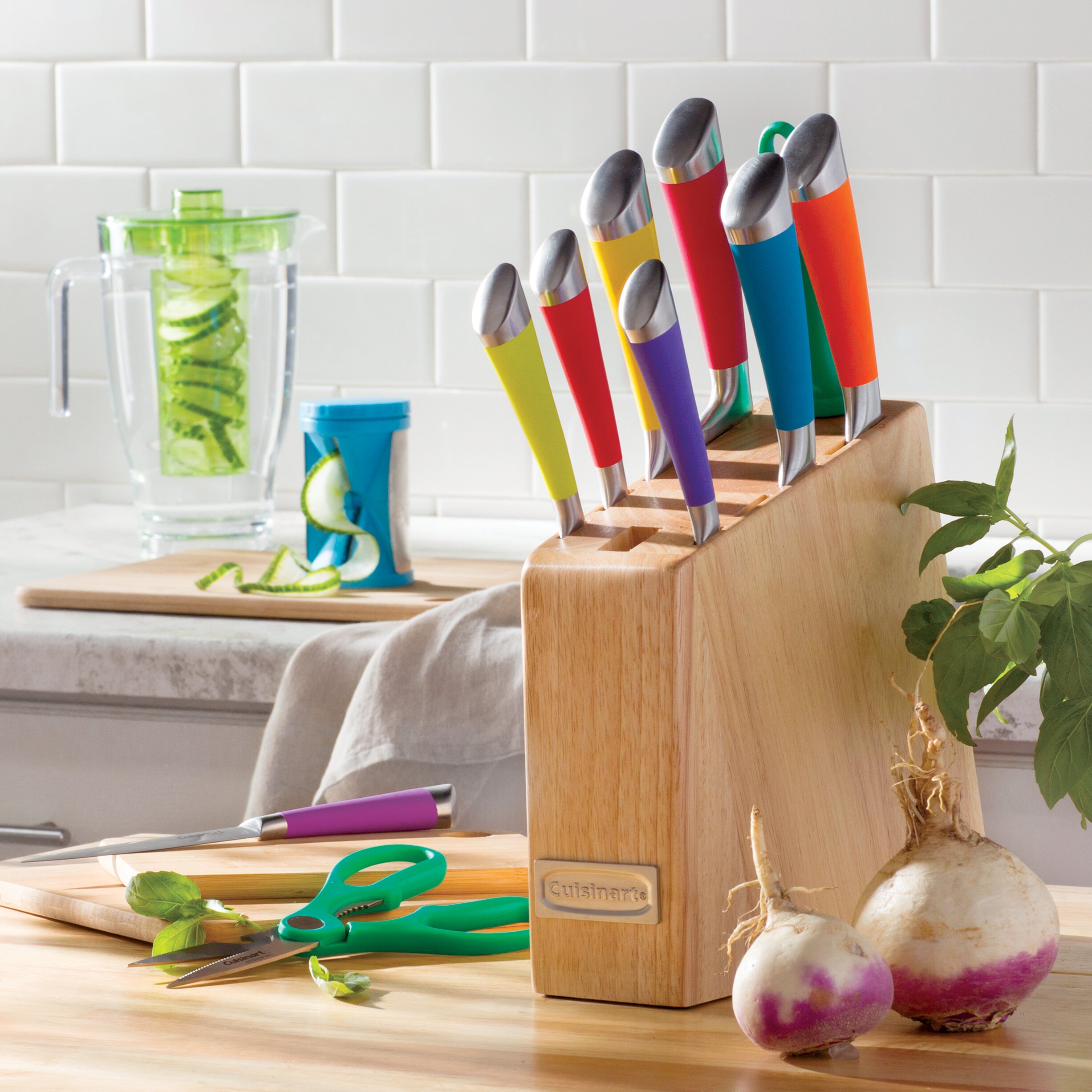 rainbow knife block set