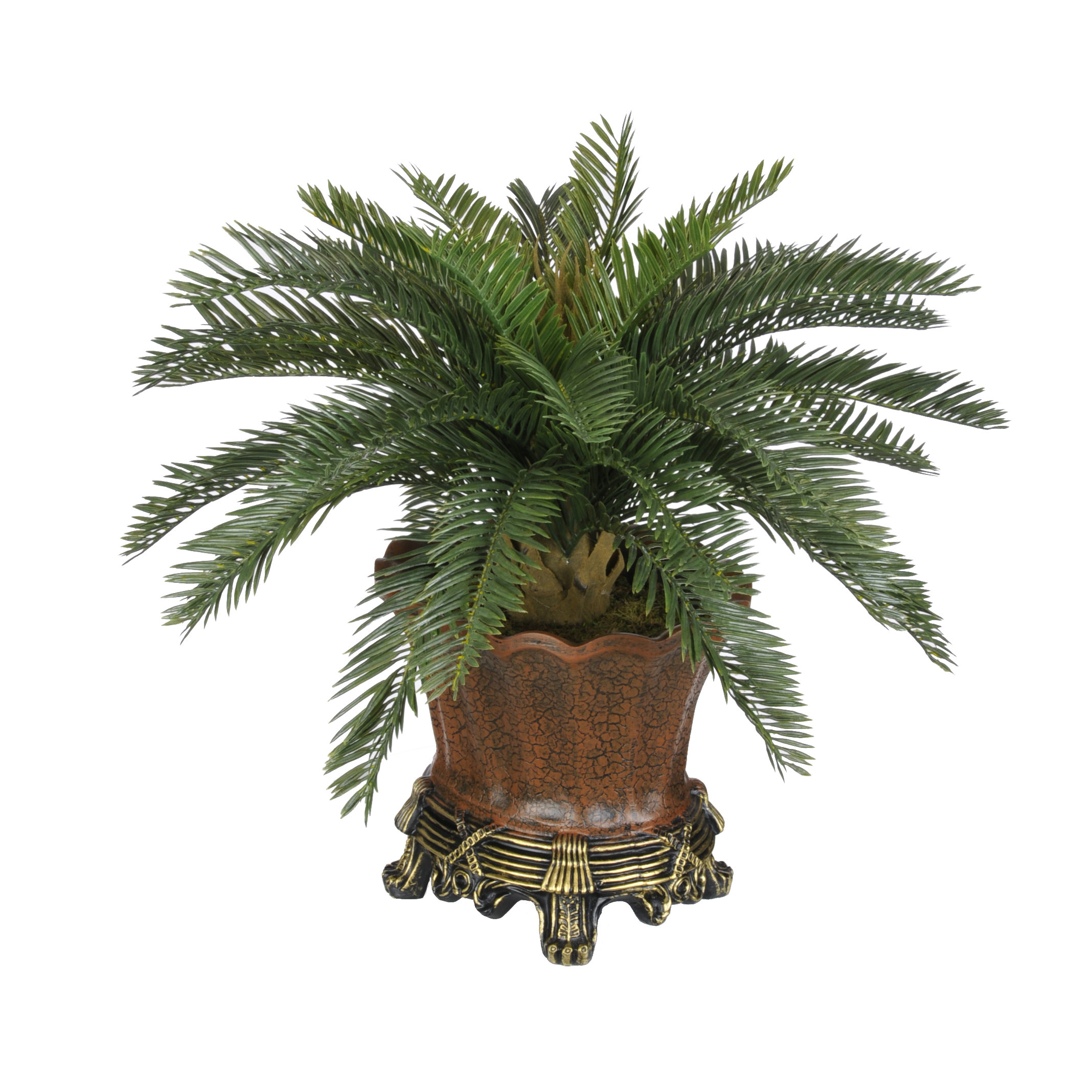 House of Silk Flowers Artificial Baby Cycas Palm Floor Plant in Planter