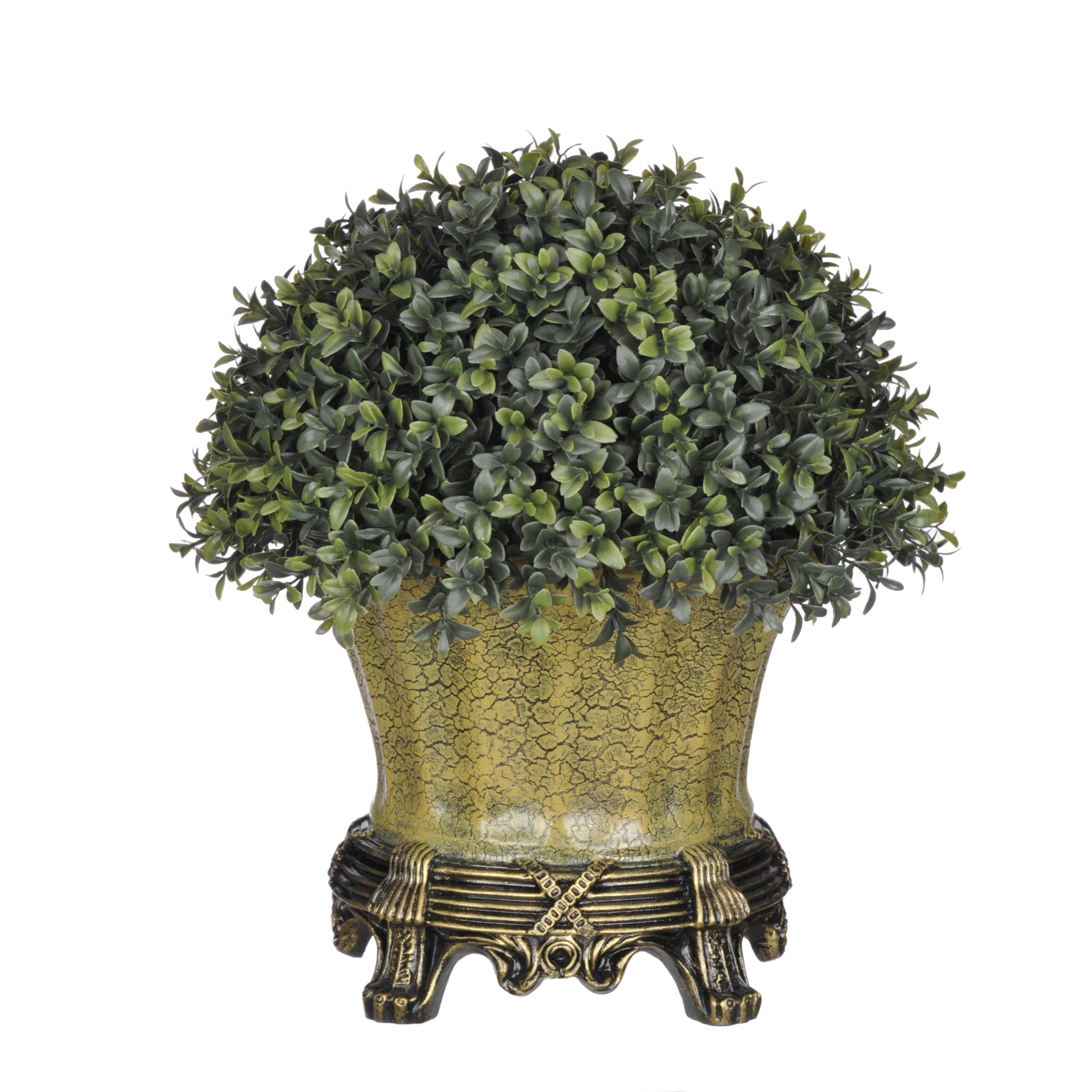 House of Silk Flowers Artificial Boxwood HalfBall Topiary in Urn