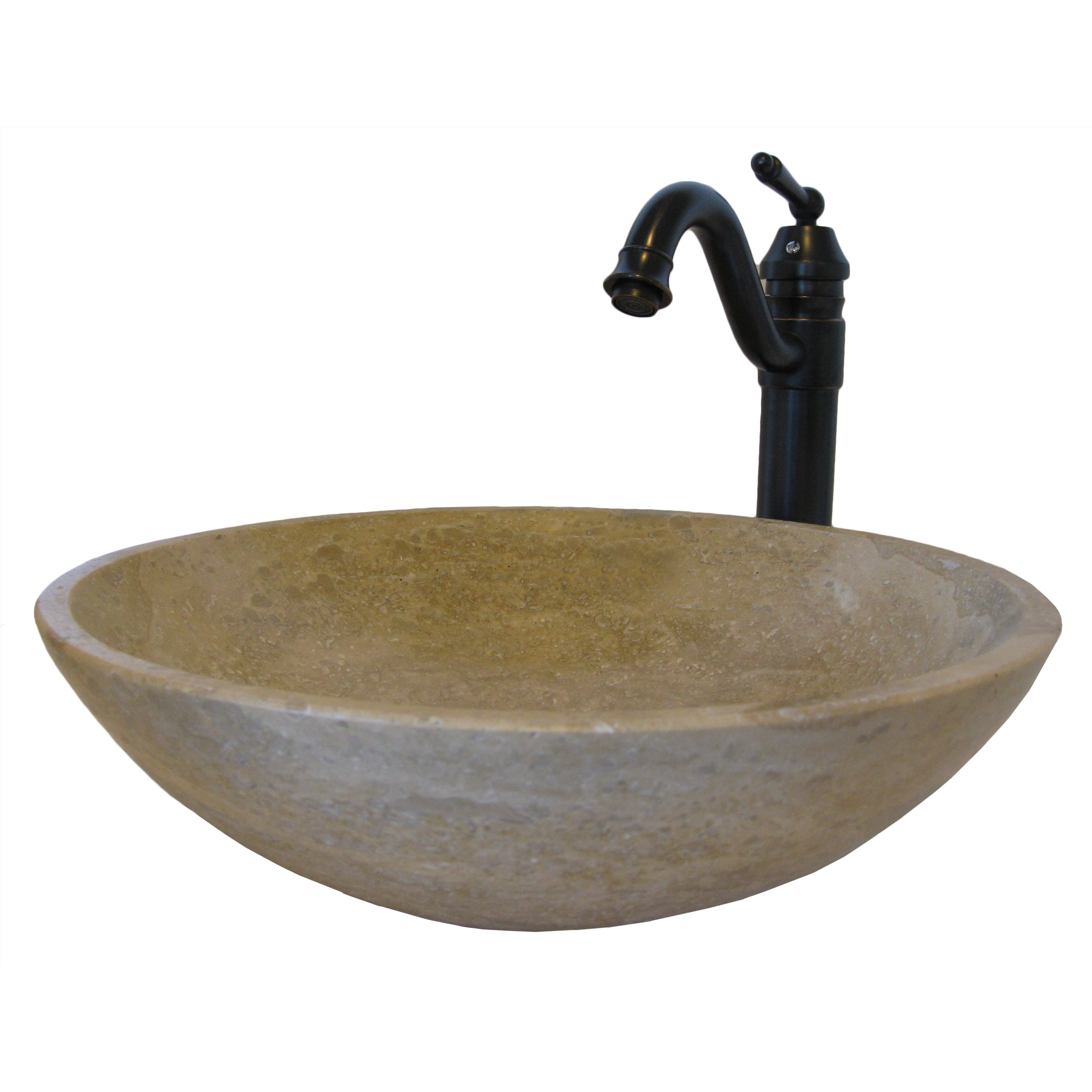 Novatto Beige Travertine Stone Vessel Bathroom Sink Set Wayfair