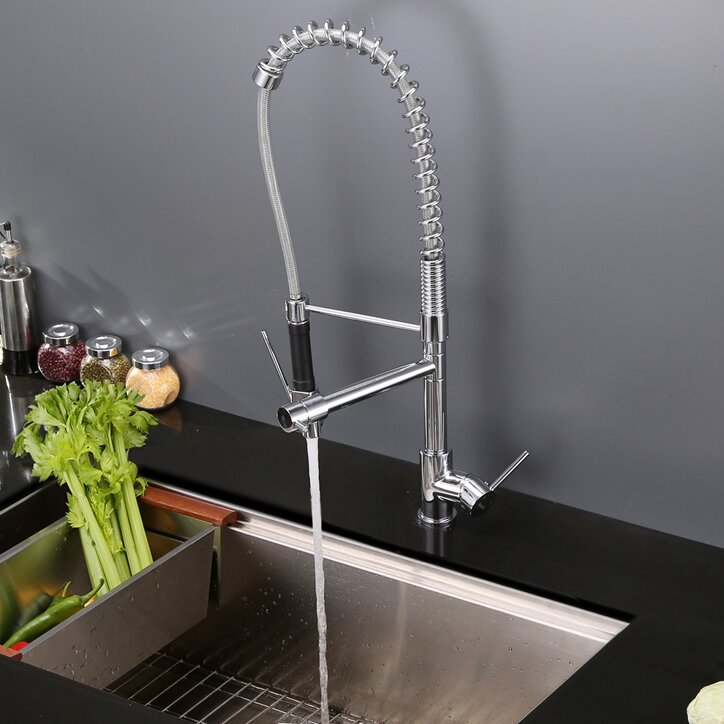 Ruvati Alori Single Handle Kitchen Faucet with Pre-Rinse Spray and Soap ...