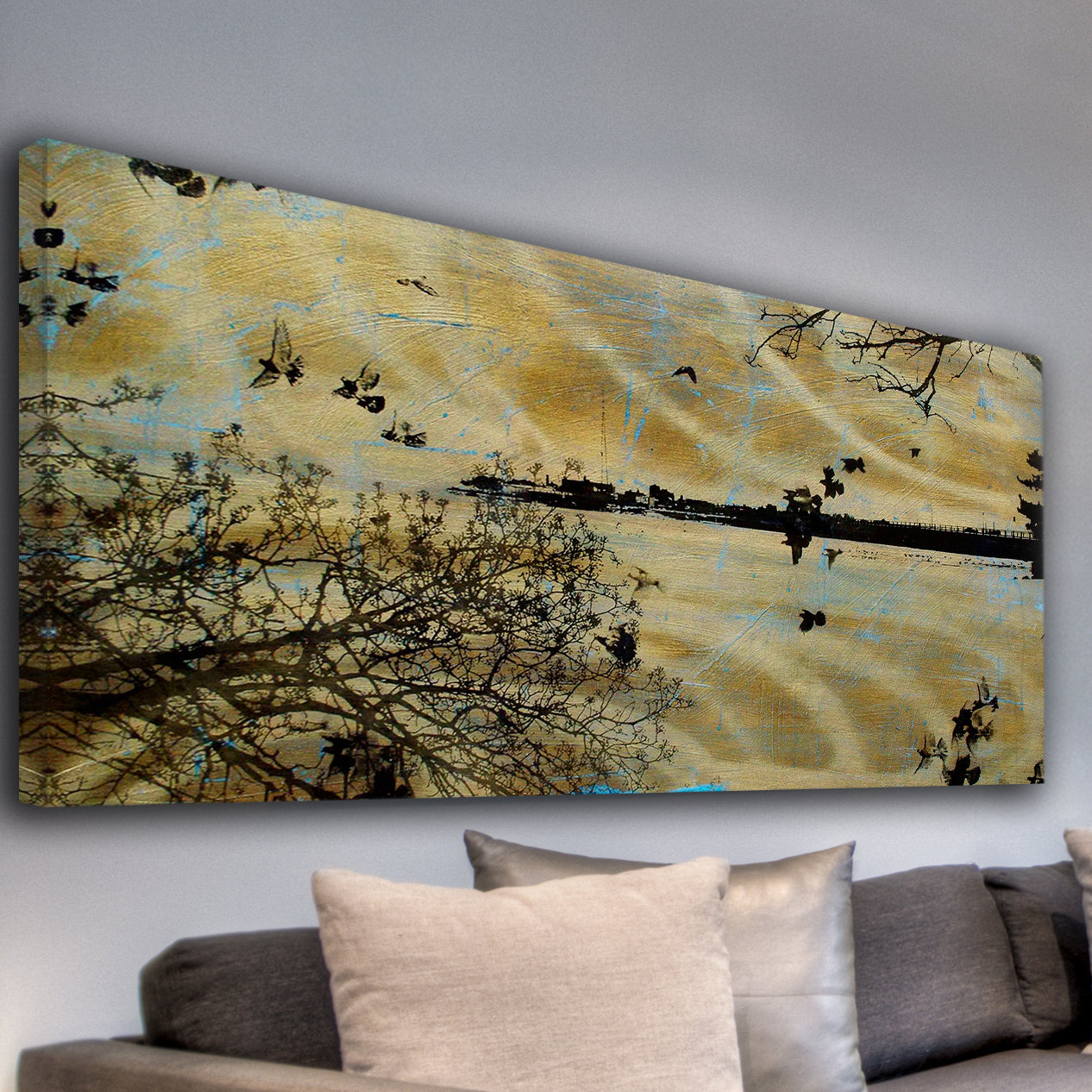 Marmont Hill Golden Bay Blue Painting Print on Wrapped Canvas & Reviews