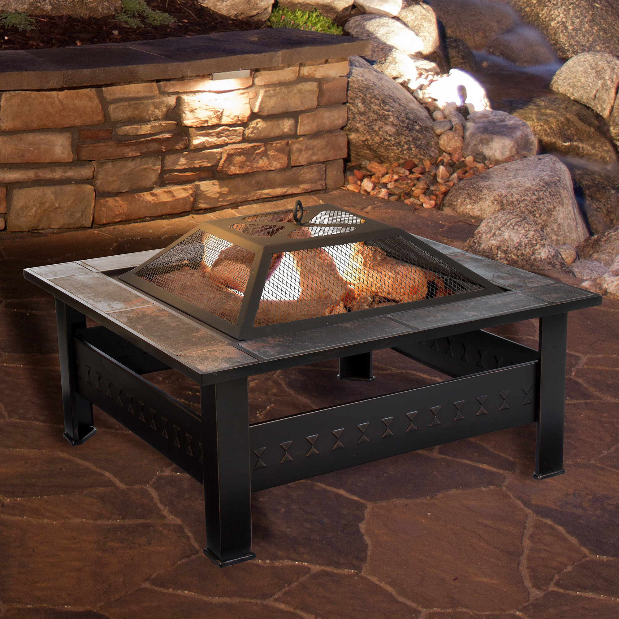 Pure Garden Steel Wood Fire Pit Table & Reviews | Wayfair