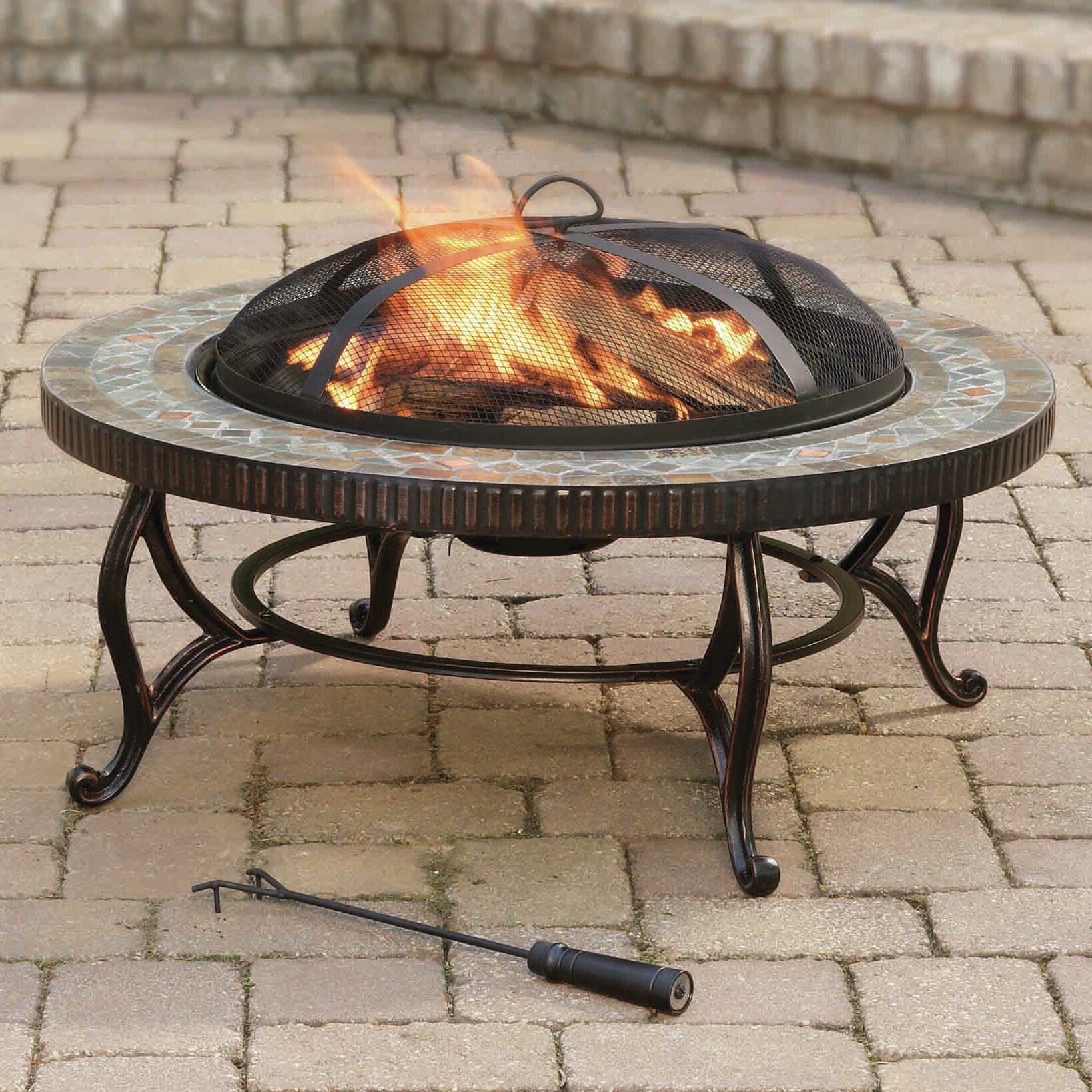Pleasant Hearth Outdoor Natural Slate Wood Burning Fire ...