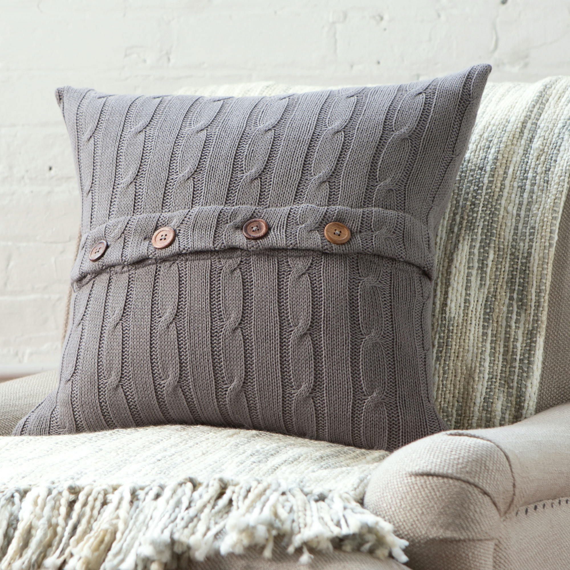 Birch Lane Clara CableKnit Pillow Cover & Reviews Wayfair