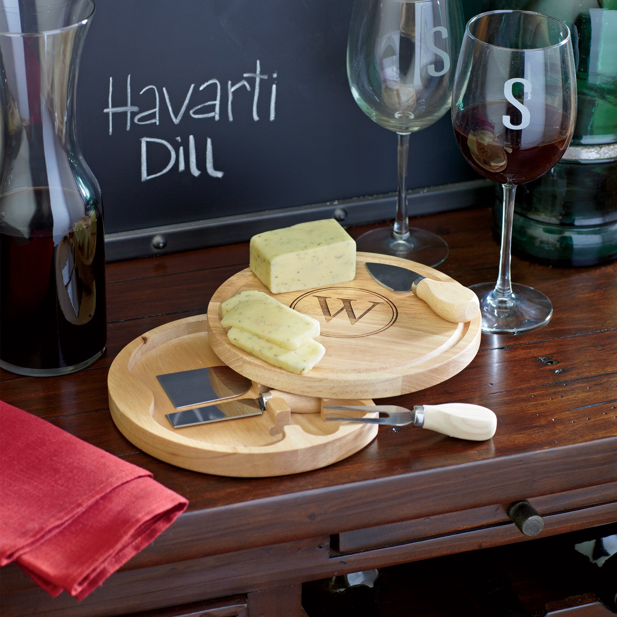 cathys concepts personalized 5 piece cheese board se