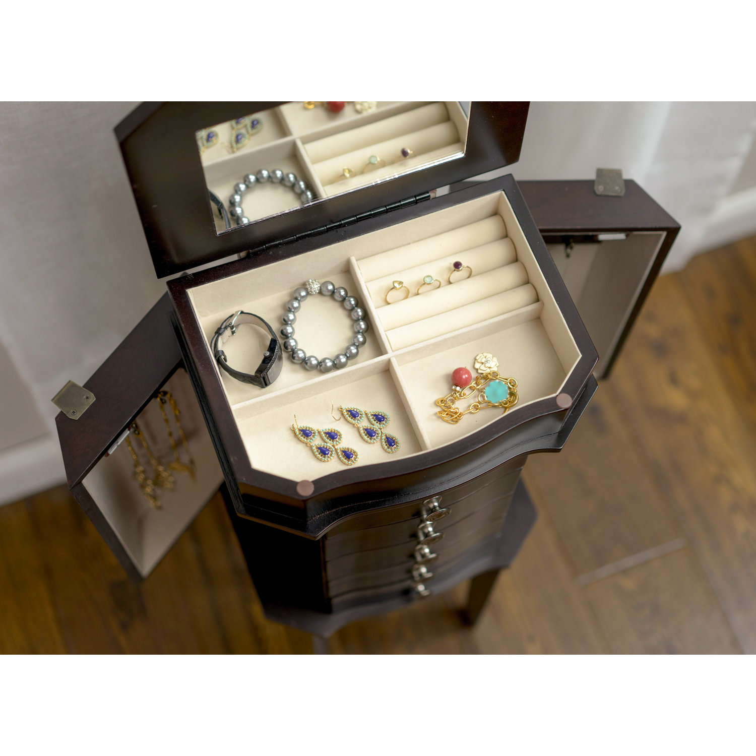 Hives & Honey Meg Jewelry Armoire with Mirror & Reviews Wayfair