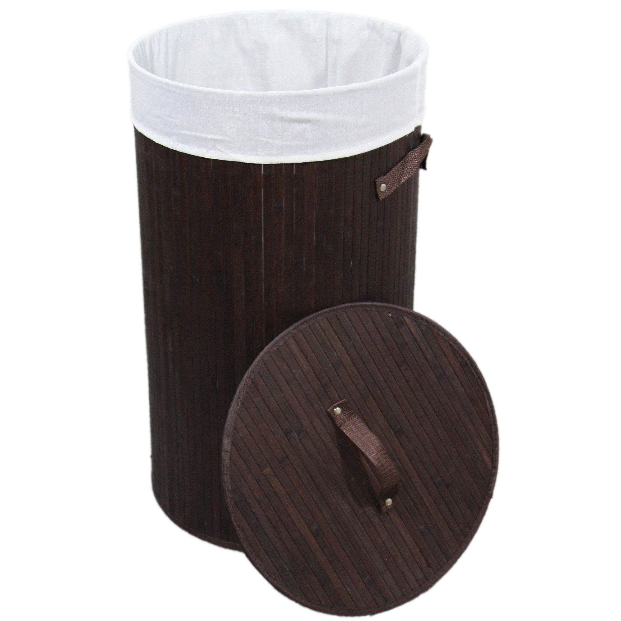 ORE Furniture Round Folding Bamboo Laundry Basket with Handle & Reviews