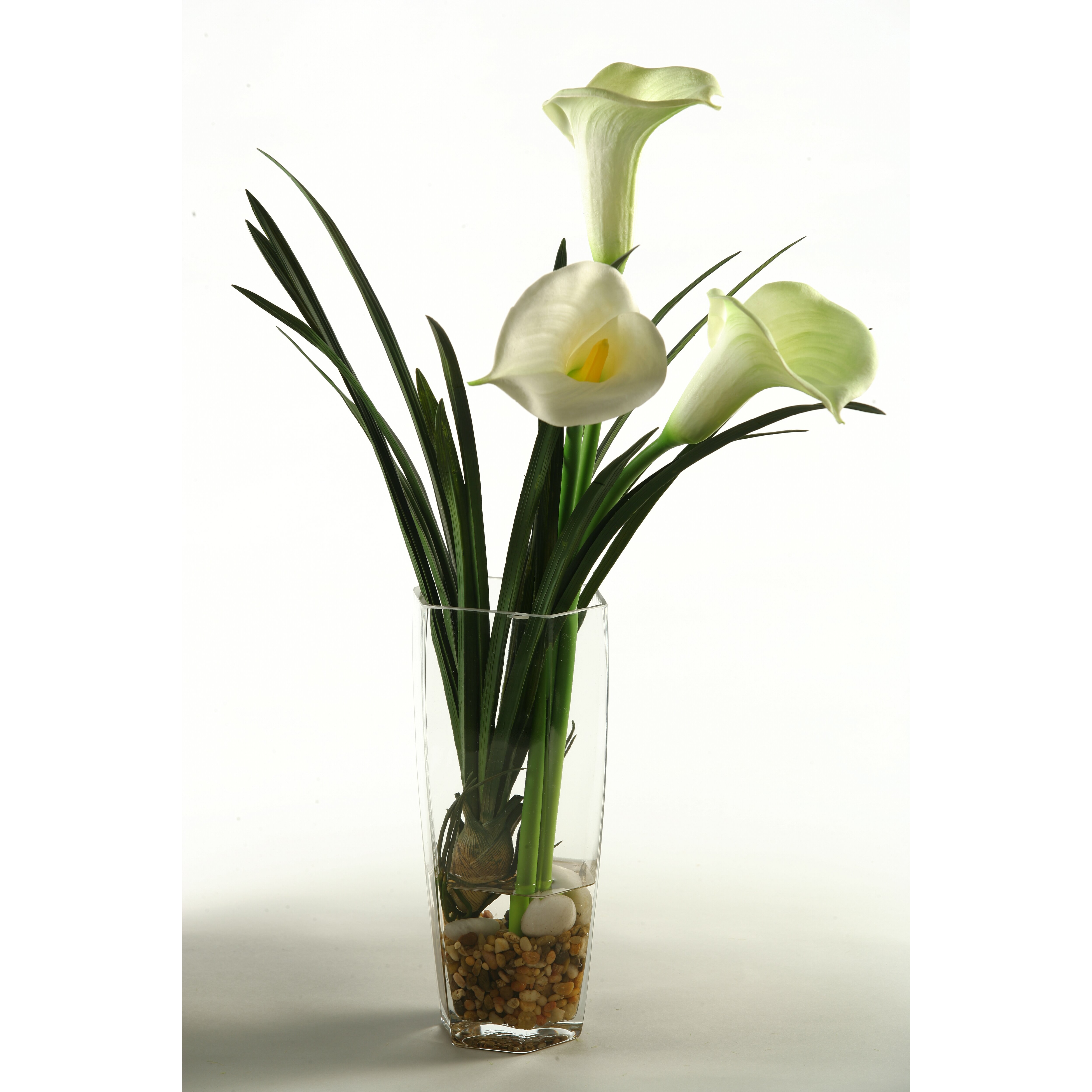 D & W Silks Calla Lilies in Glass Vase & Reviews Wayfair