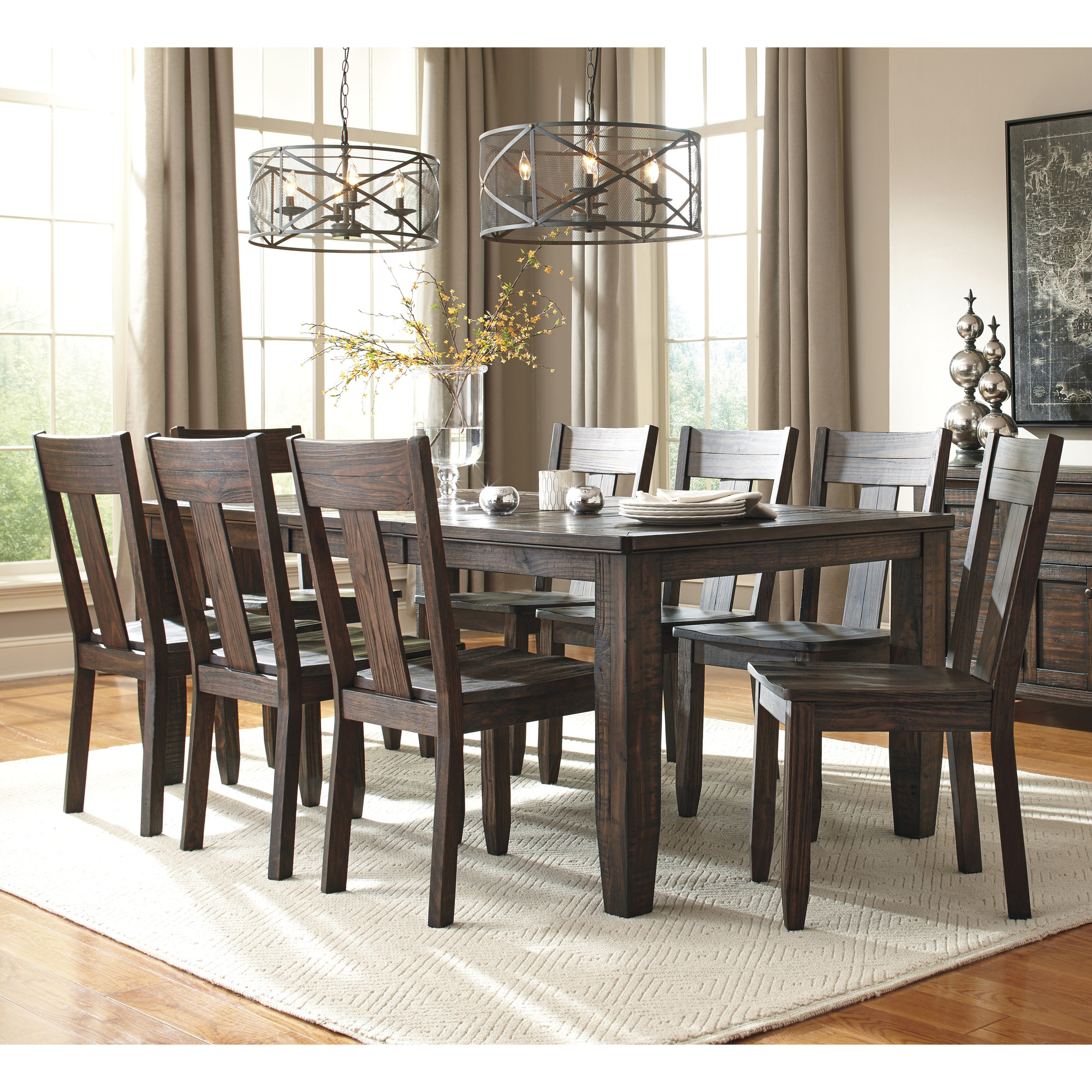 Modern 9 Piece Dining Room Set for Large Space