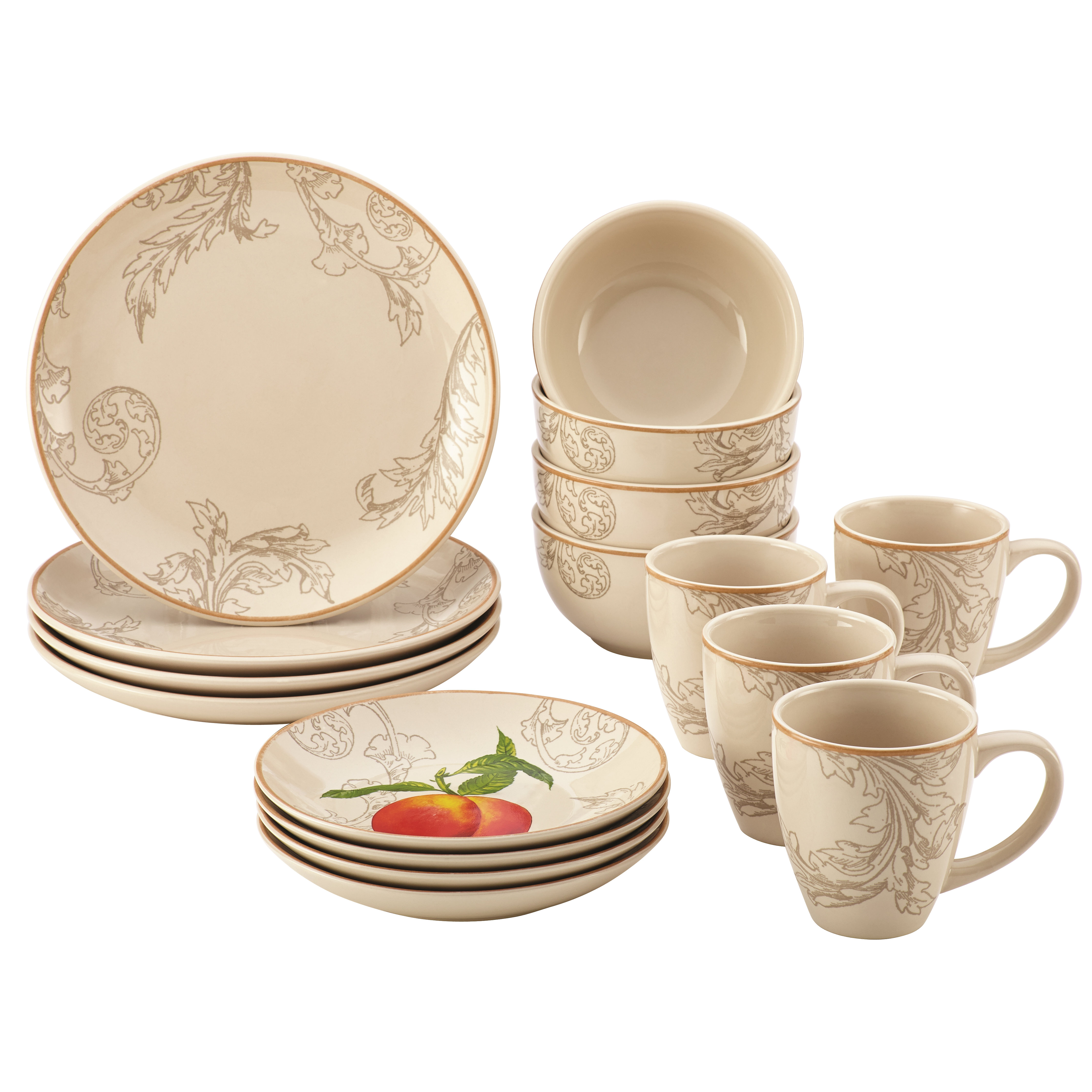 Paula Deen Orchard Harvest Stoneware 16 Piece Dinnerware Set & Reviews ...