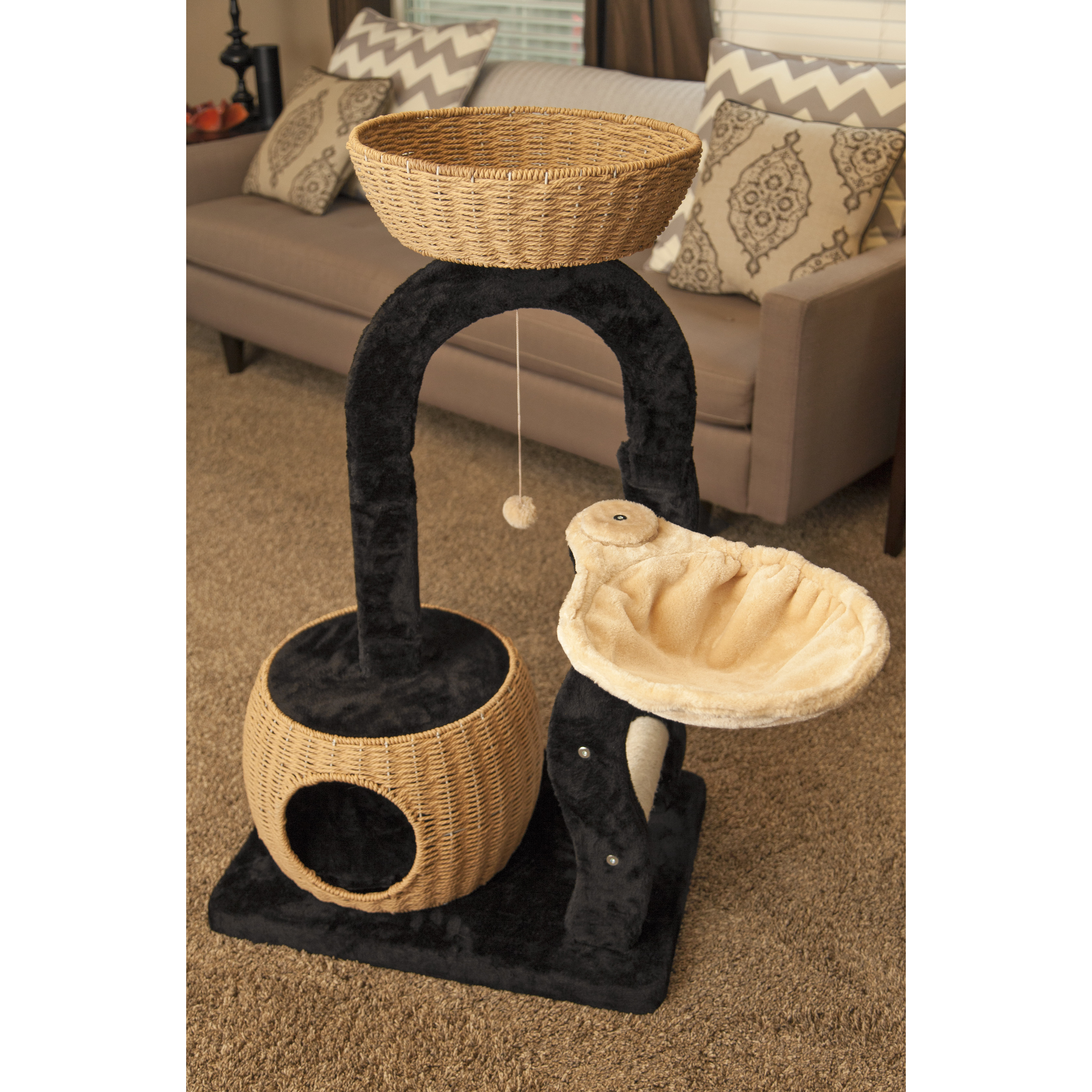 IRIS 40" Plush and Wicker Cat Tree Wayfair