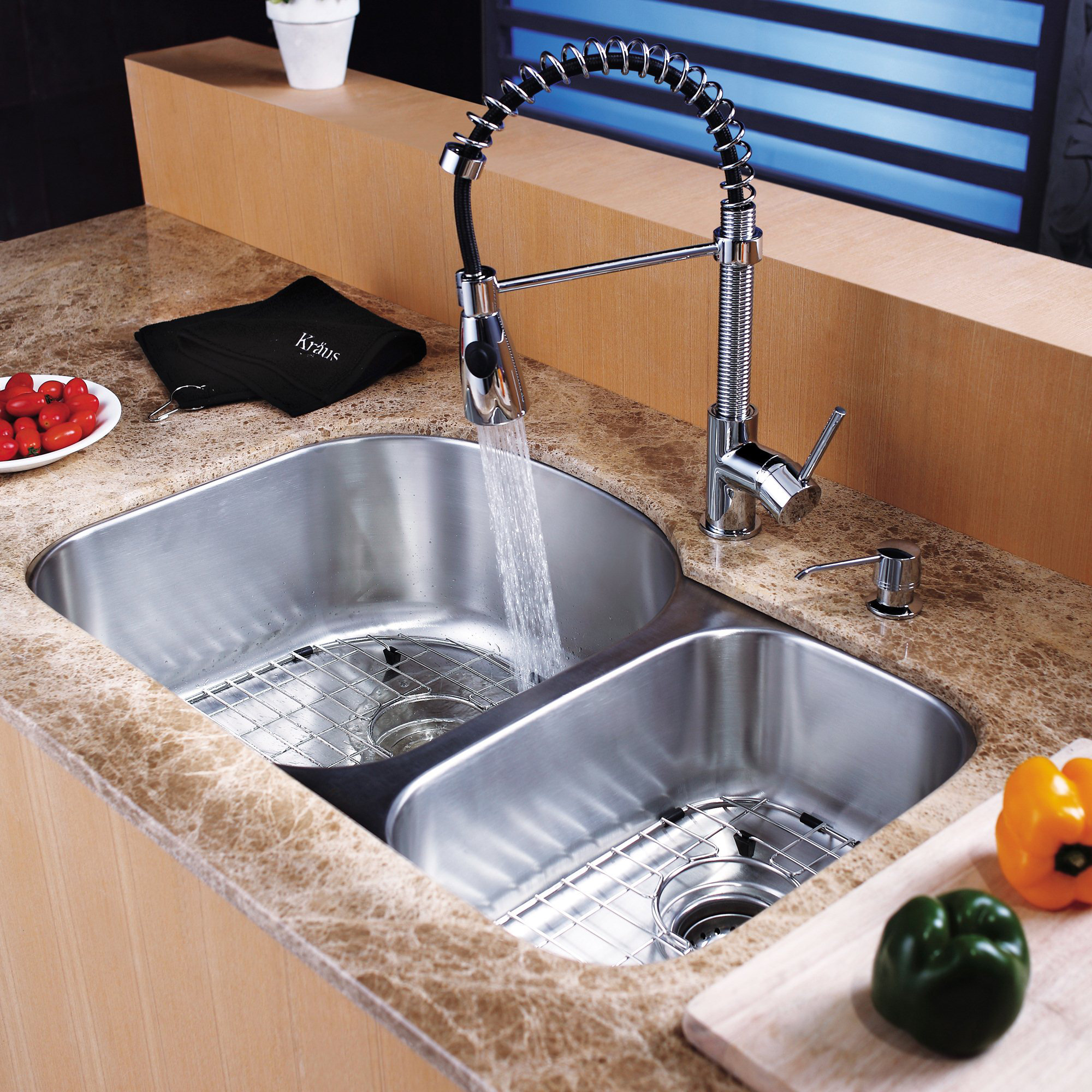 Kraus 8 Piece Undermount Double Bowl Kitchen Sink Set & Reviews | Wayfair