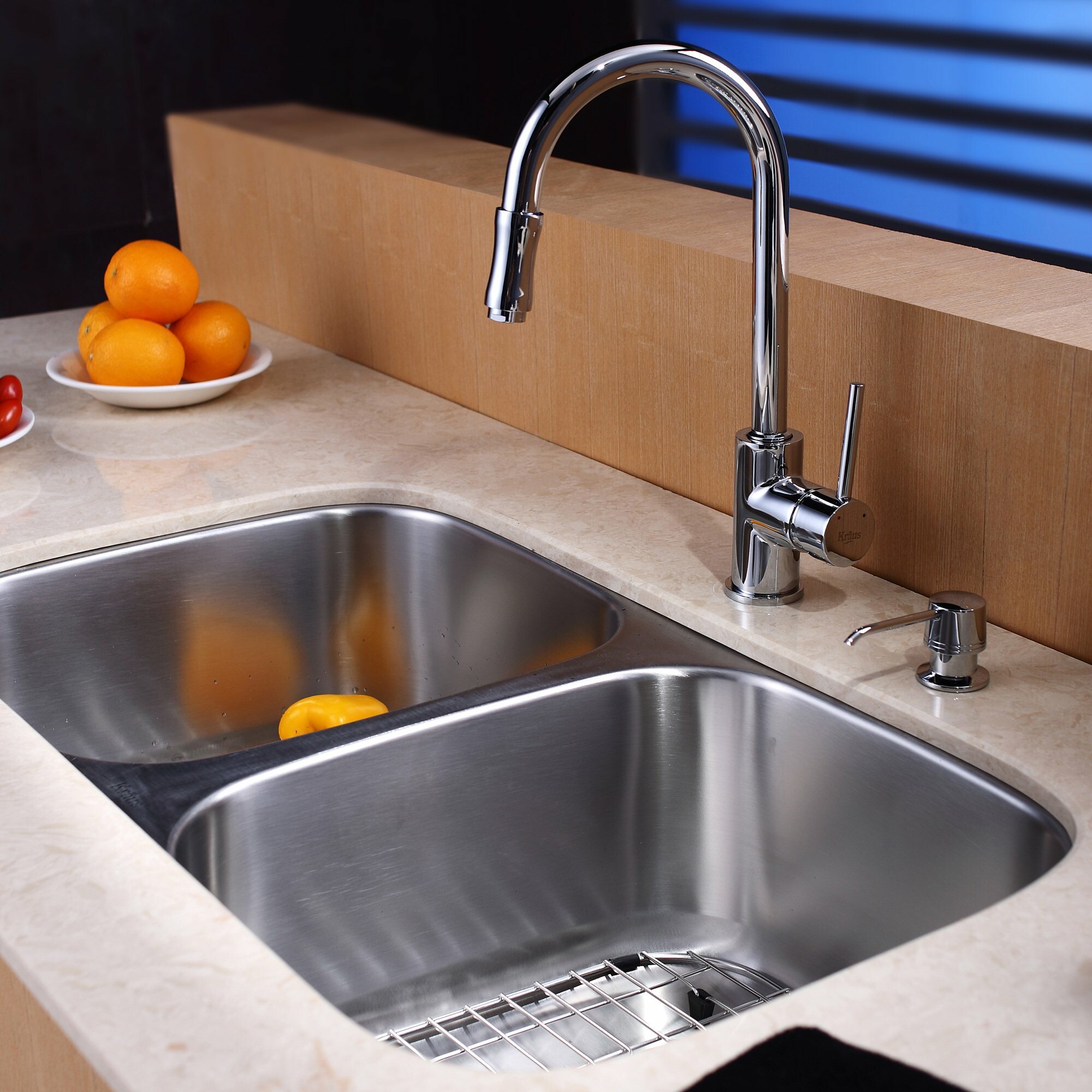 Kraus 8 Piece Undermount Double Bowl Kitchen Sink Set 