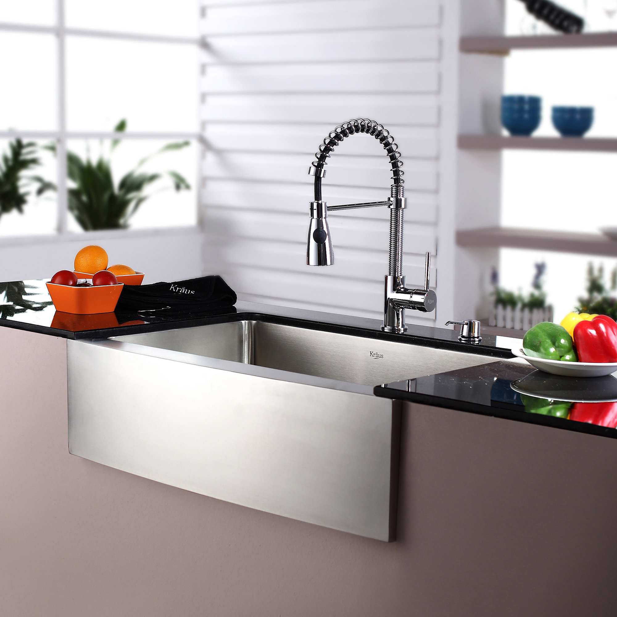 Kraus Kraus 30 inch Farmhouse Single Bowl Stainless Steel Kitchen Sink with Kitchen Faucet and Soap Dispenser