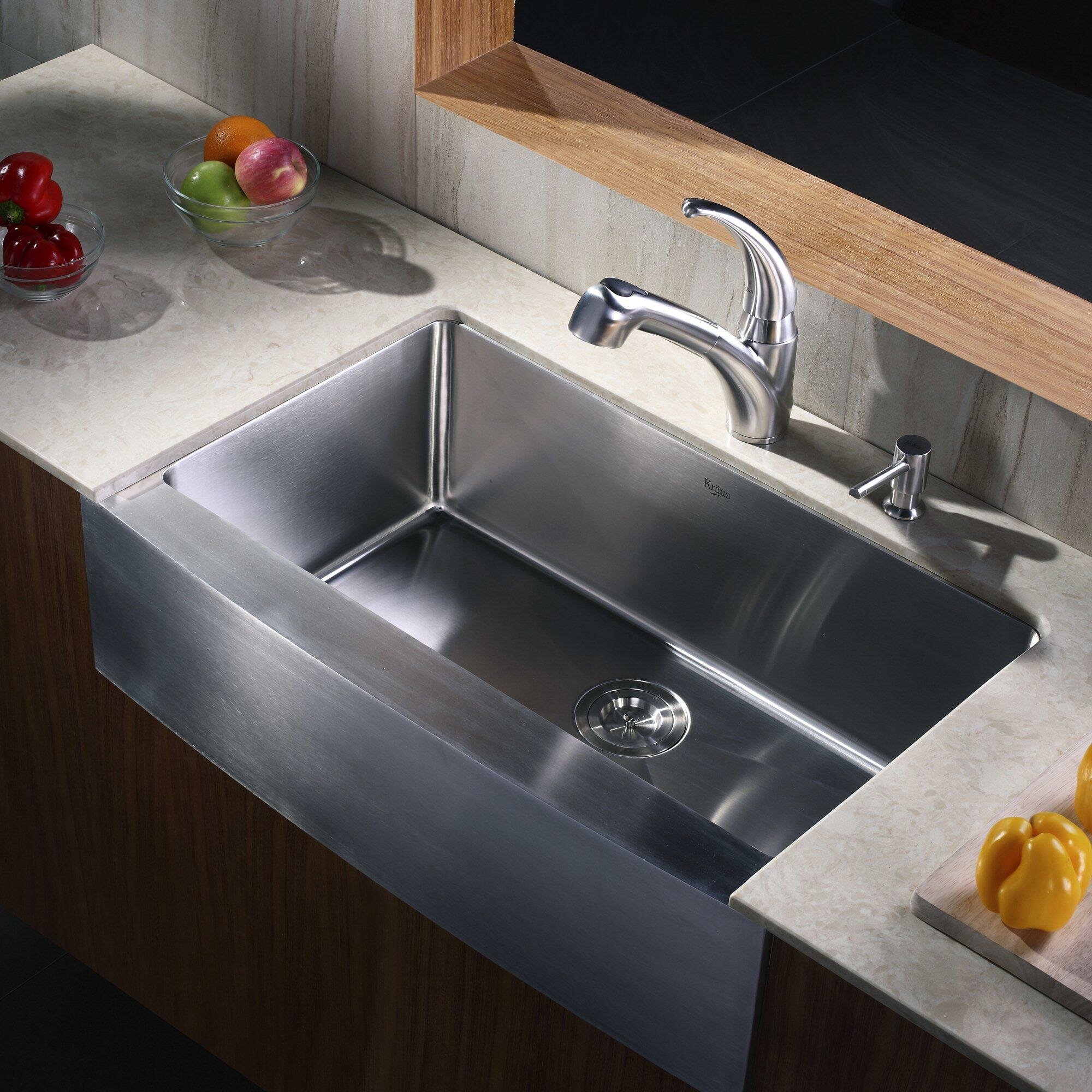 Kraus Farmhouse Kitchen Sink with Faucet and Soap ...