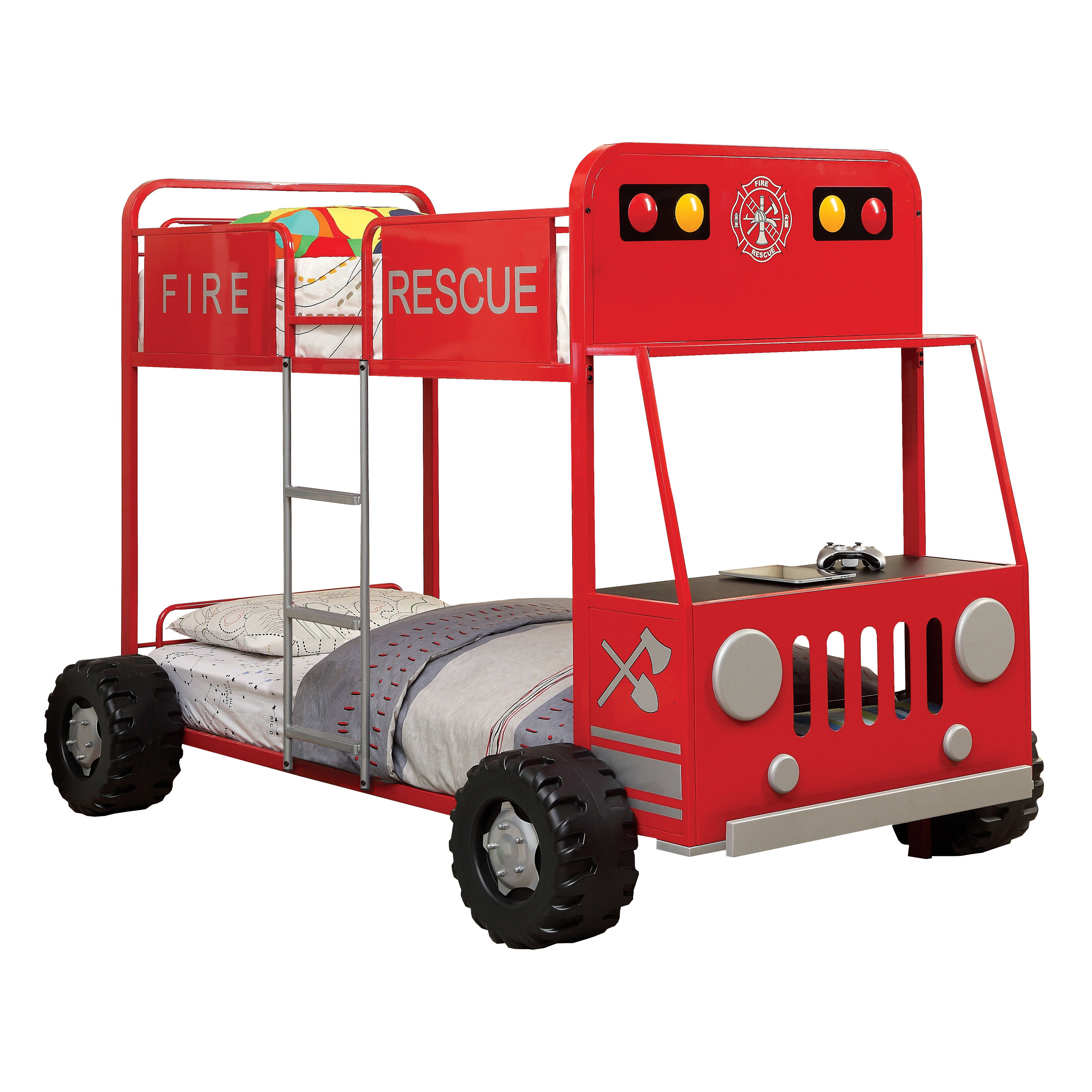 Hokku Designs Fire Engine Twin Bunk Bed Wayfair