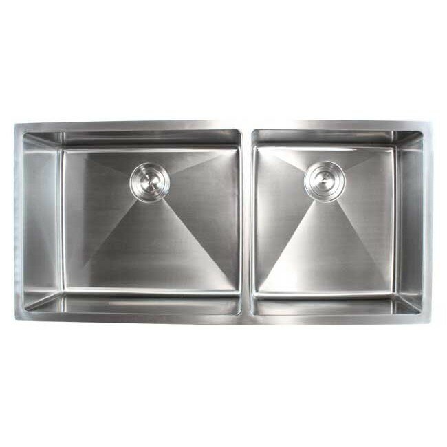 EModern Decor Ariel 42 X 19 Double Bowl Undermount Kitchen Sink 
