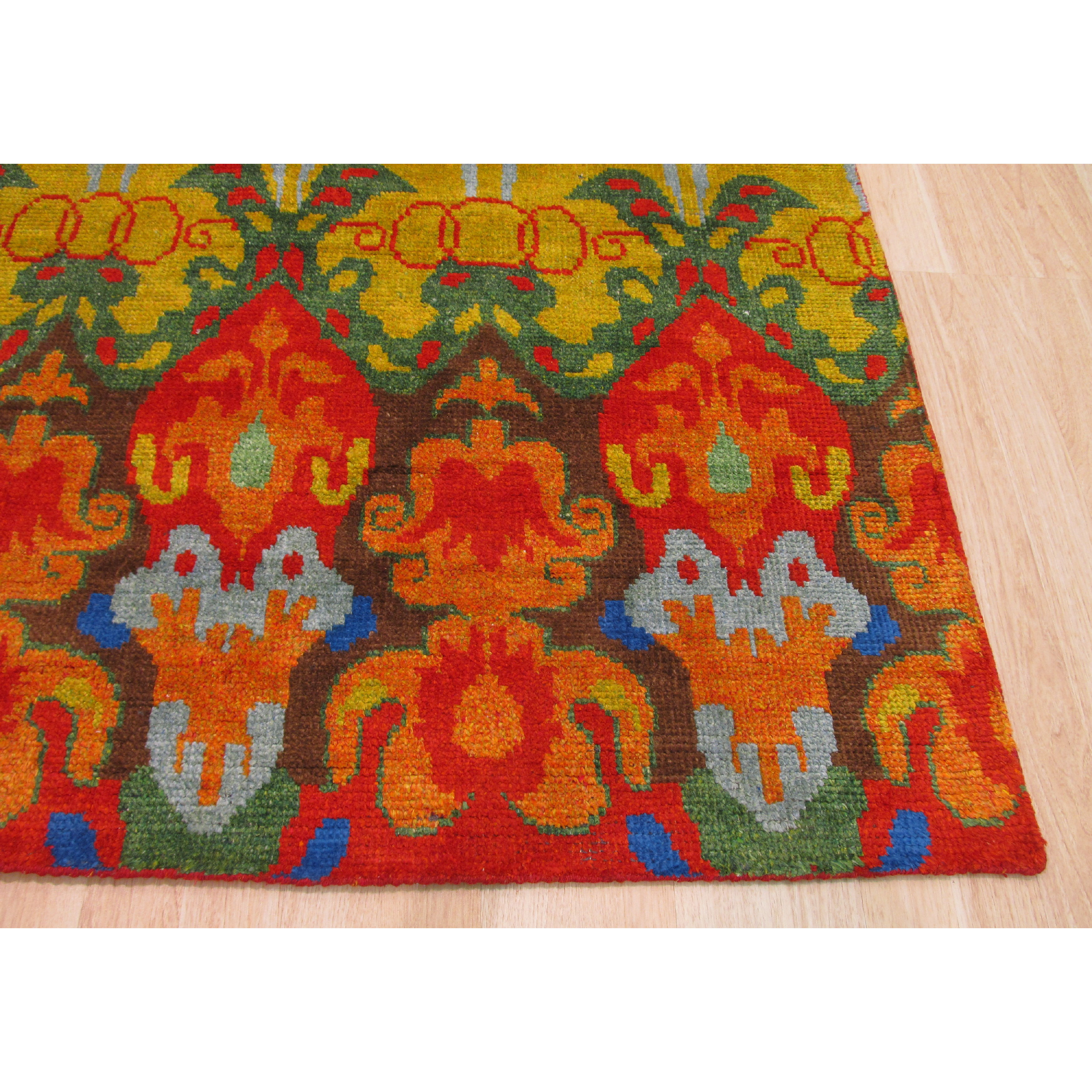 Eastern Rugs HandKnotted Orange/Green Area Rug Wayfair