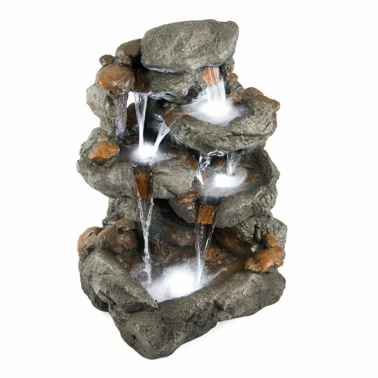 Harmony Fountains Rock Resin and Fibreglass Granite Fountain with LED ...