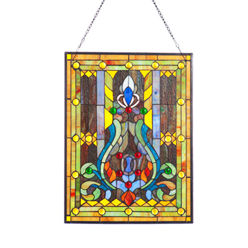 River of Goods Fleur de Lis Tiffany Style Stained Glass Window Panel & Reviews Wayfair