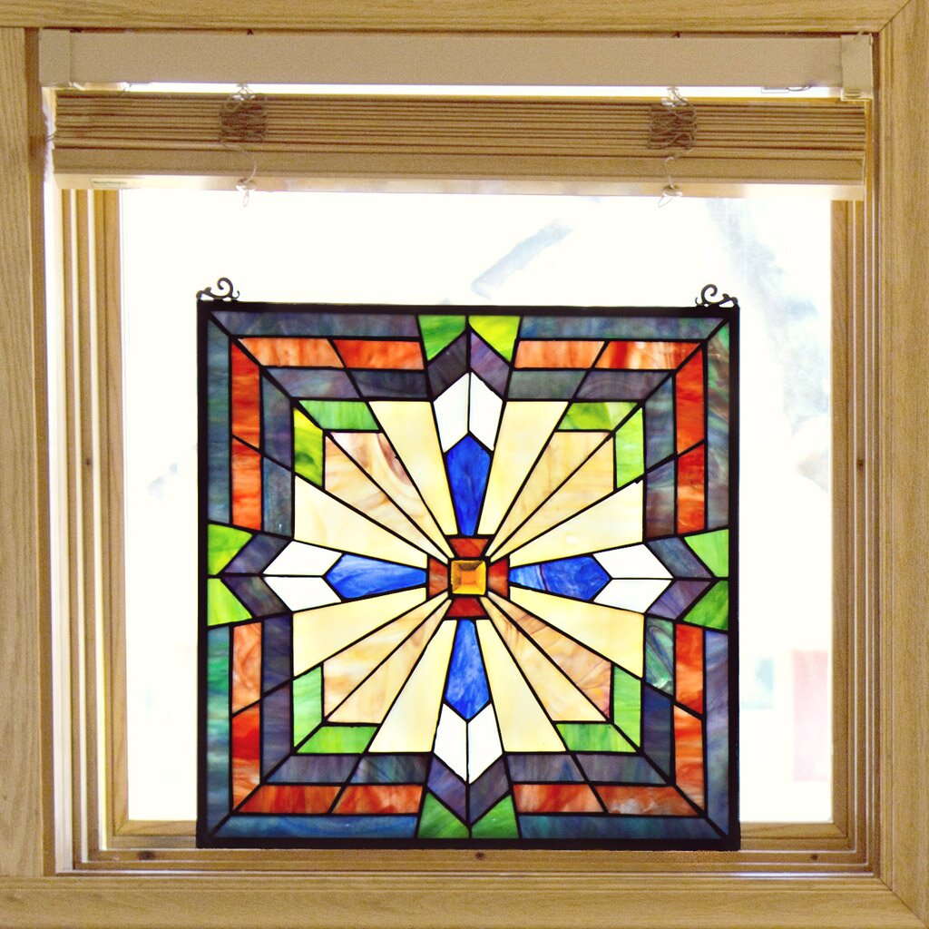 River Of Goods Southwest Sunburst Tiffany Style Stained Glass Window ...