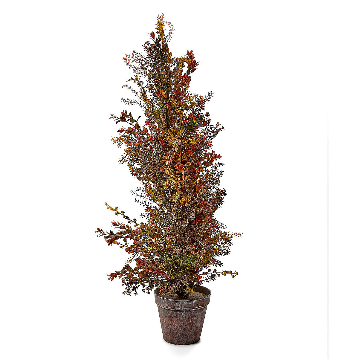 Silk Flower Depot Plastic Dried Autumn Wild Flower Topiary in Pot