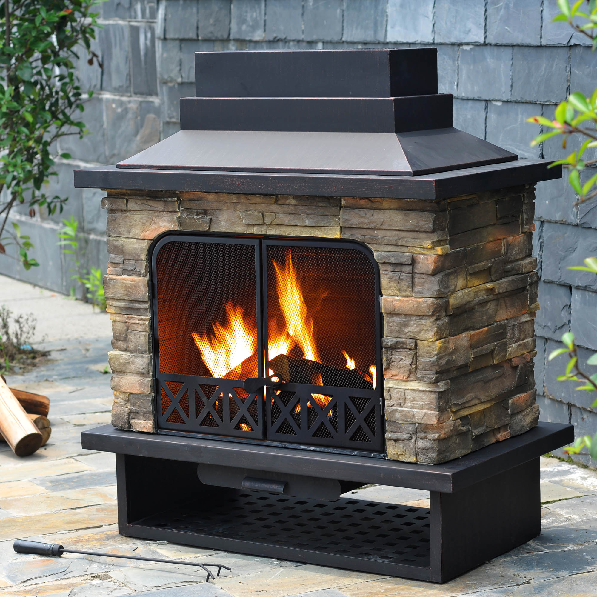 Sunjoy Felicia Steel Wood Outdoor Fireplace And Reviews Wayfair 1165