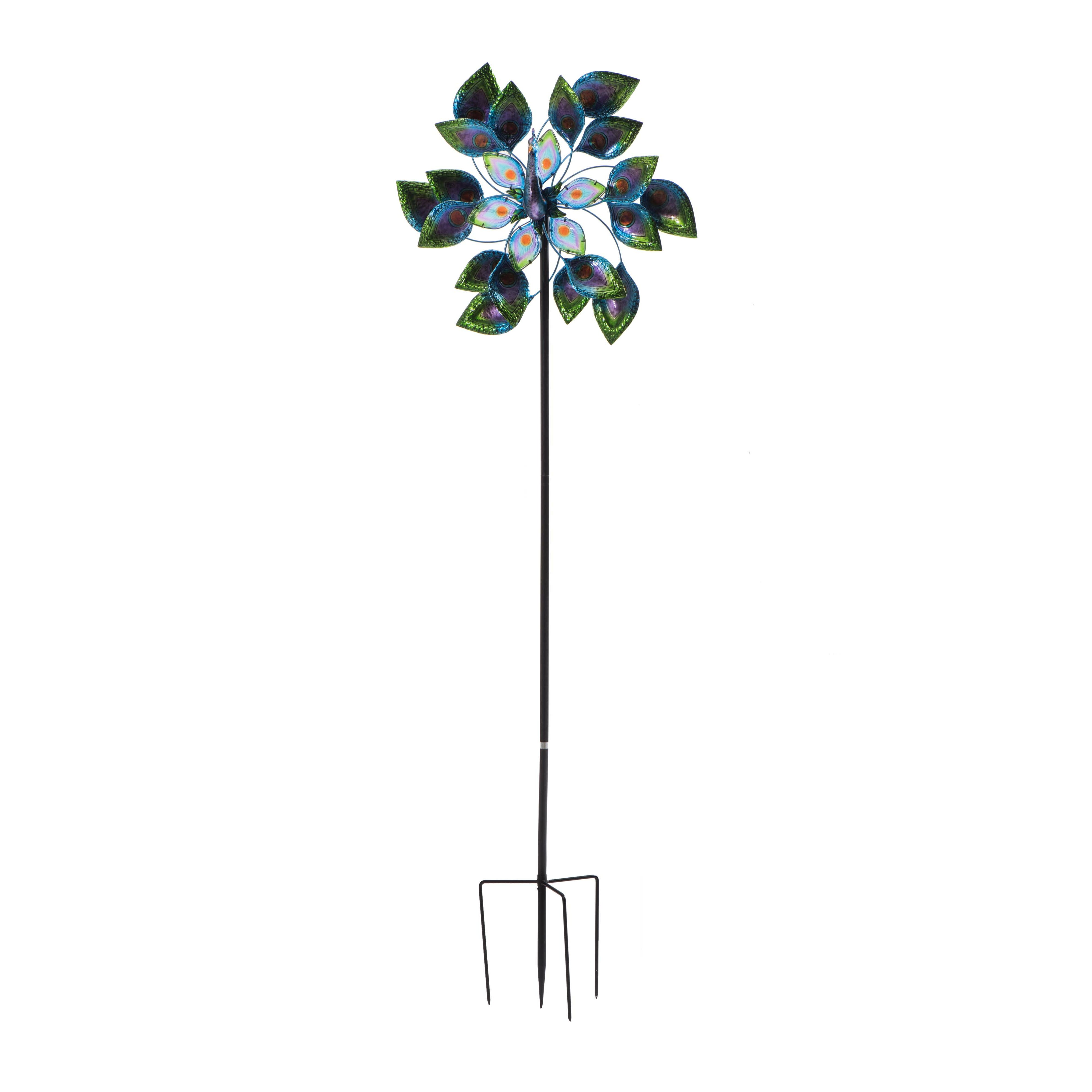 Sunjoy Peacock Kinetic Metal Spinner And Wind Catcher Wayfair