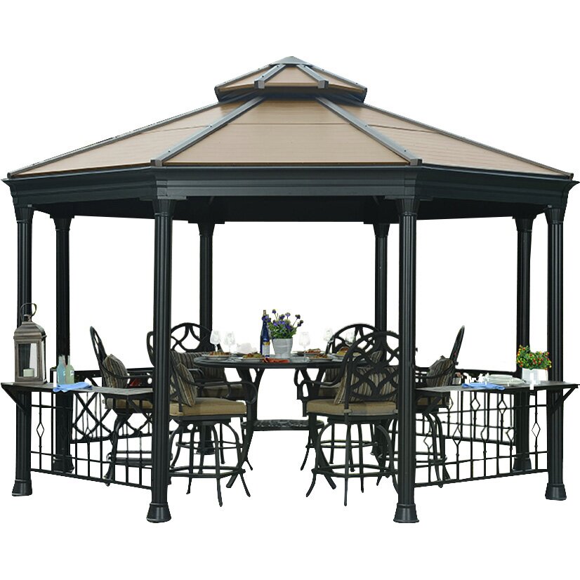 Sunjoy Sinclair Octagonal 14 Ft. W X 13 Ft. D Metal Permanent Gazebo ...