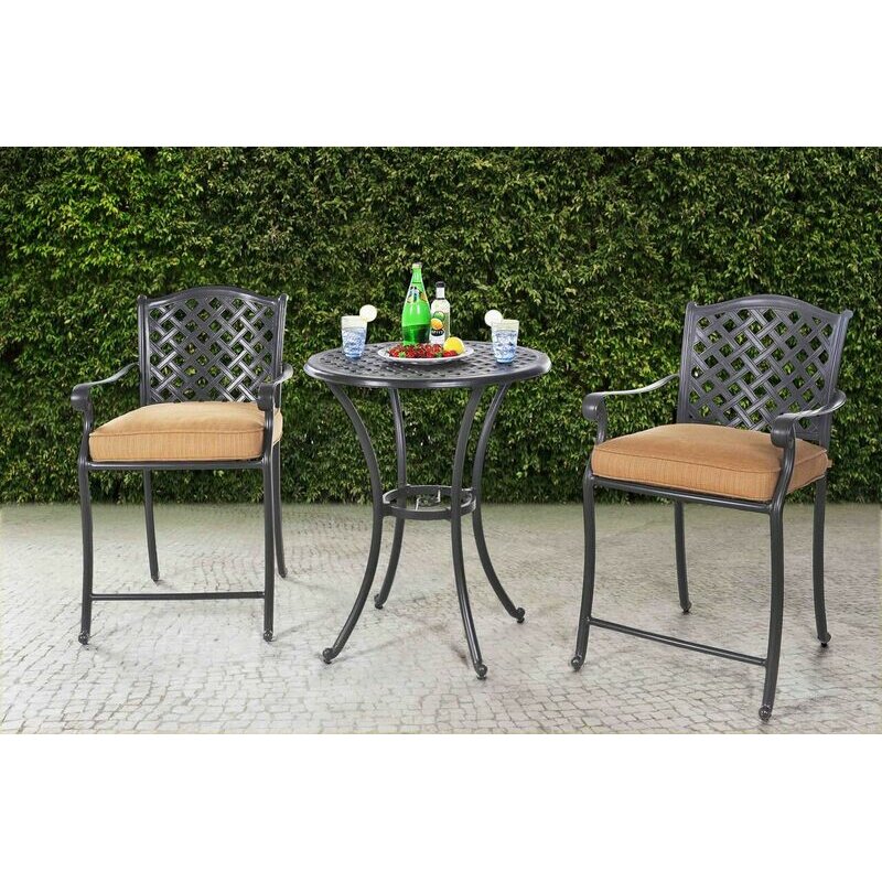 Sunjoy Largemont 3 Piece Bistro Set with Cushions & Reviews | Wayfair