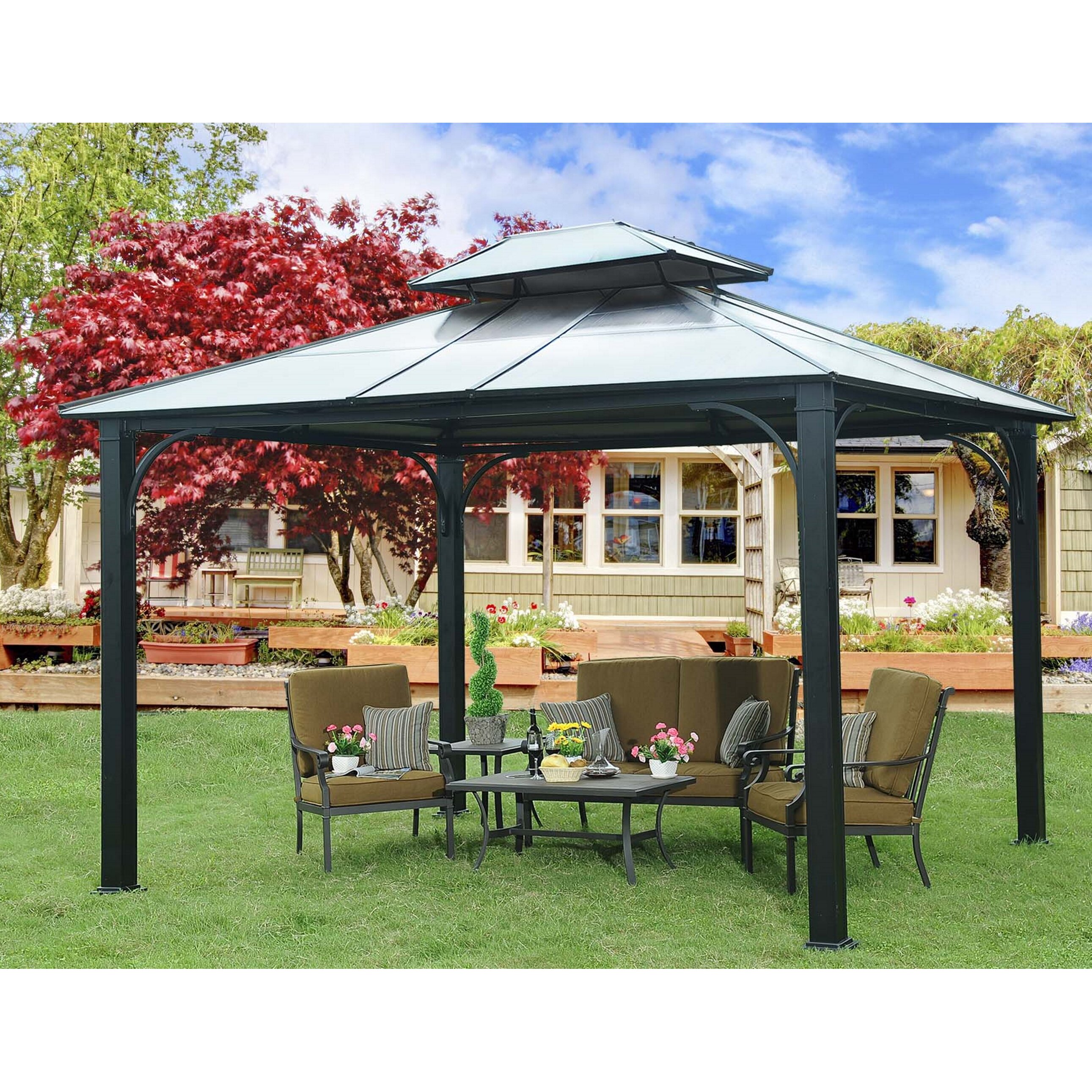 Sunjoy Flora 12 Ft W X 12 Ft D Metal Permanent Gazebo Wayfairca