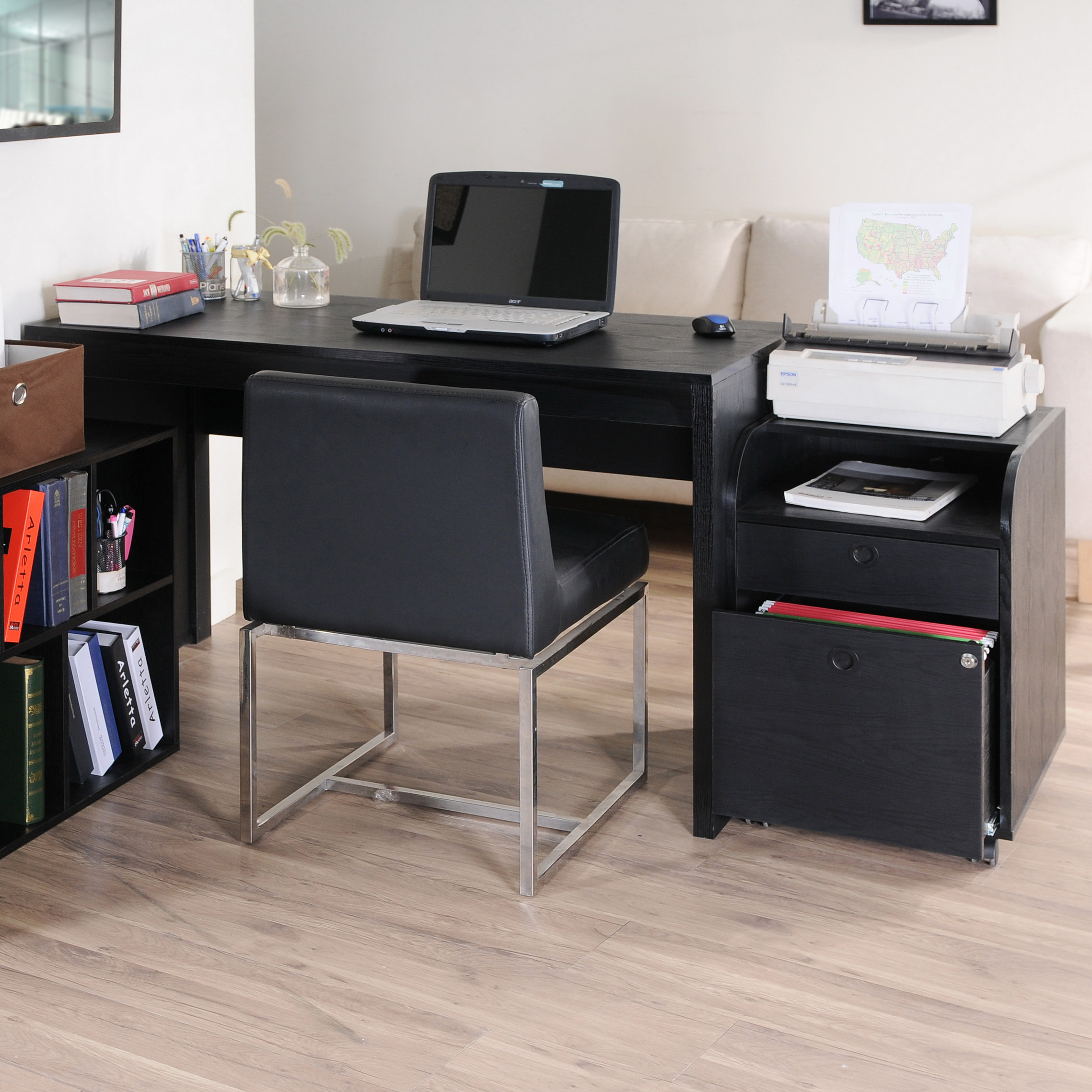 Zipcode™ Design Naomi 2 Piece Modular Computer Desk with Bookcase