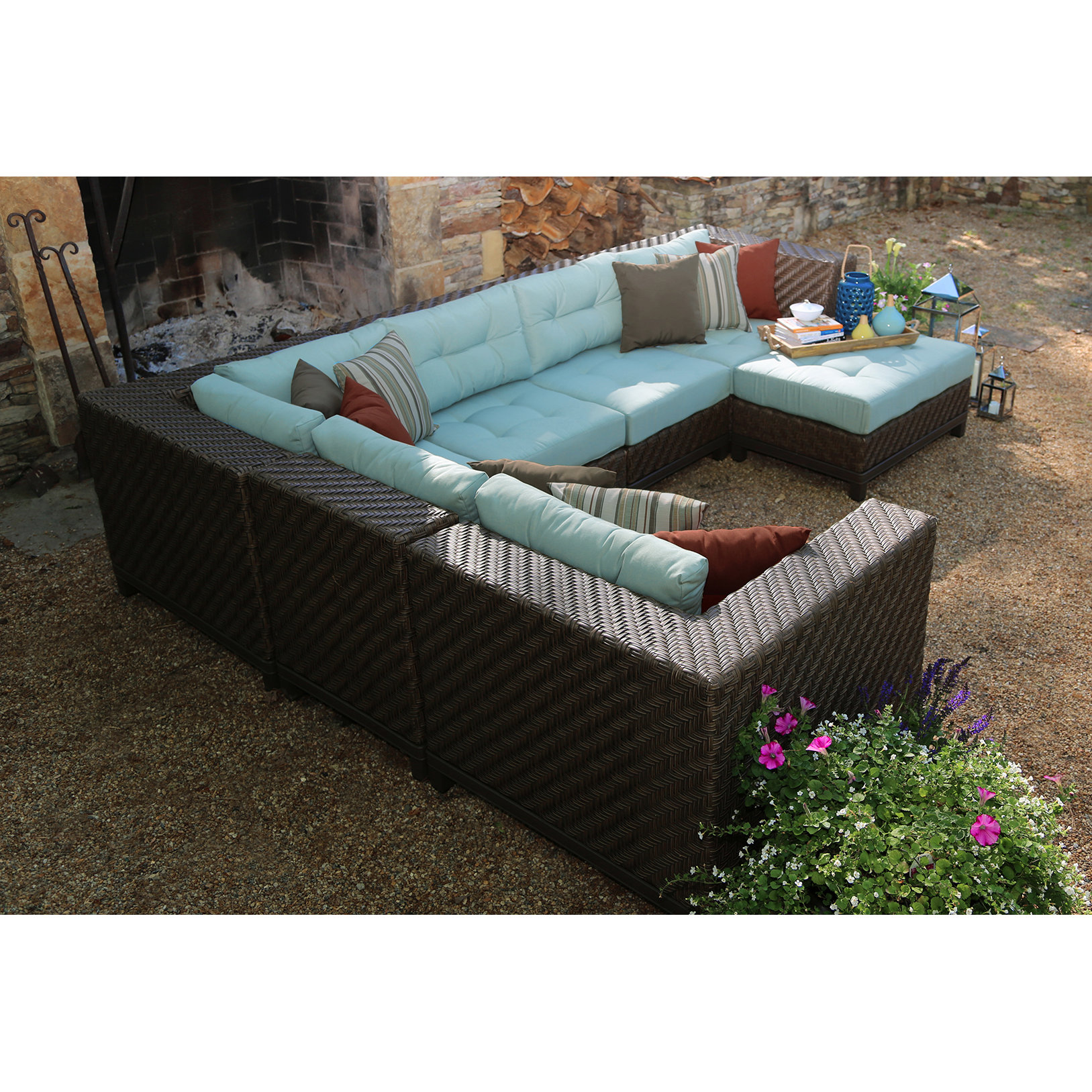 AE Outdoor Dawson 7 Piece Sectional with Cushions ...