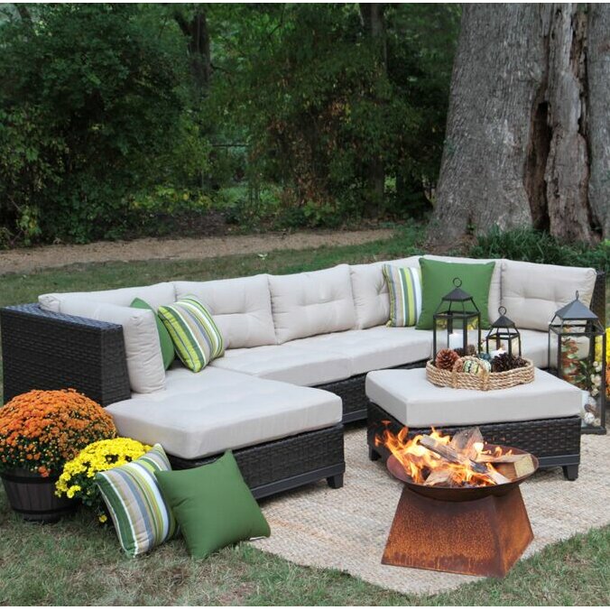 AE Outdoor Hillborough 4 Piece Sectional with Cushions & Reviews | Wayfair